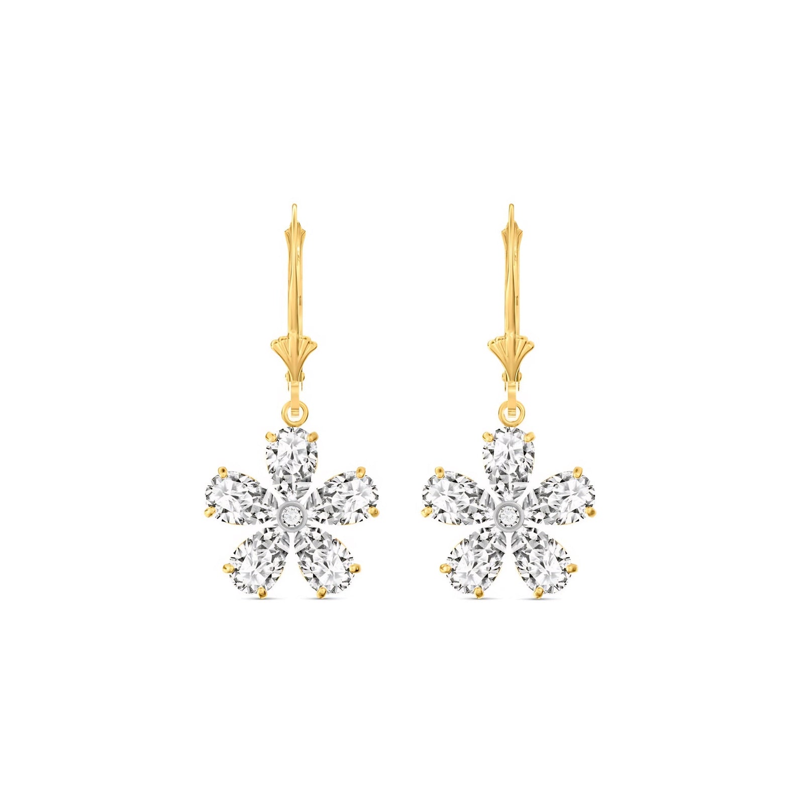 Yellow Gold Belle Earrings White Topaz 10K — Celeste