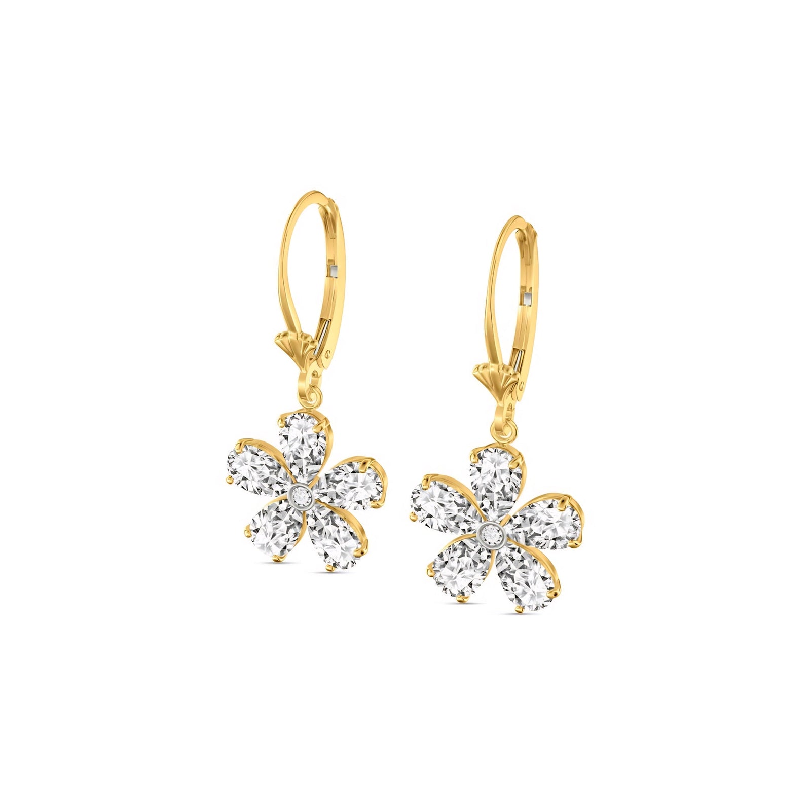 Yellow Gold Belle Earrings White Topaz 10K — Celeste