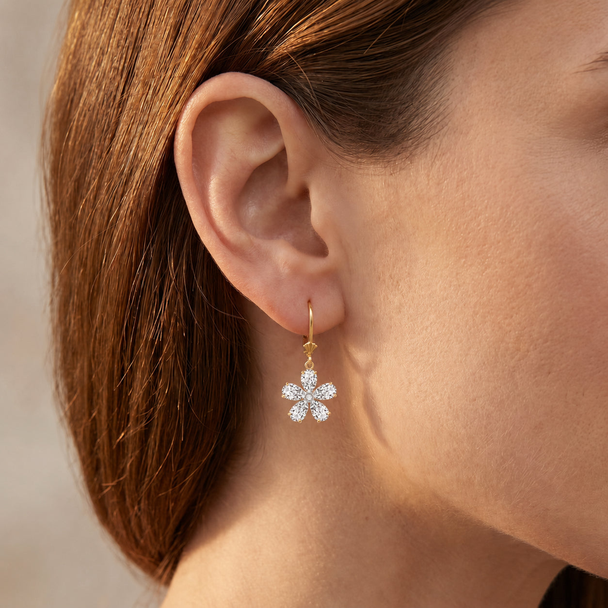 Yellow Gold Belle Earrings White Topaz 10K — Celeste