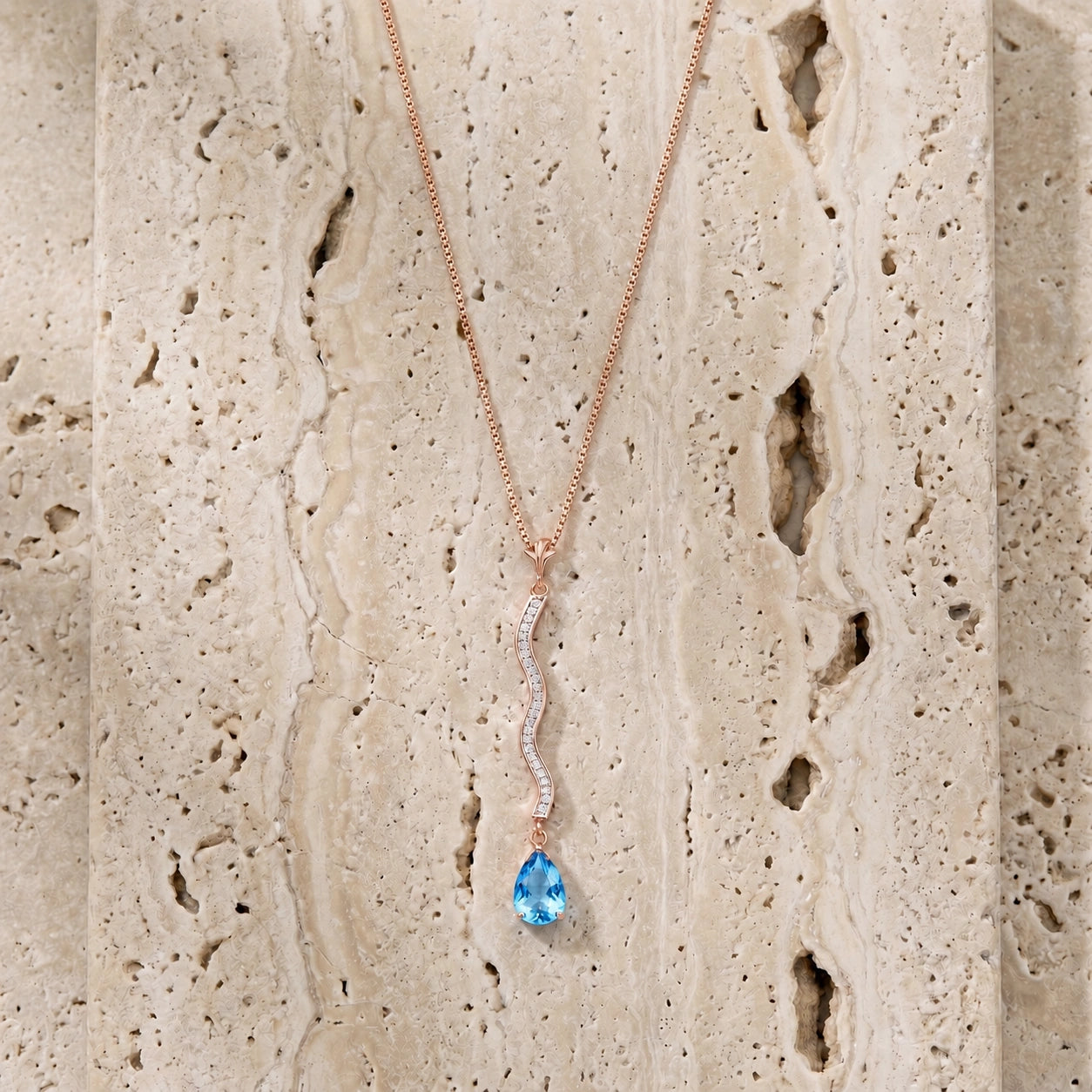 Rose Gold Heritage Necklace Blue Topaz 10K — Aurora