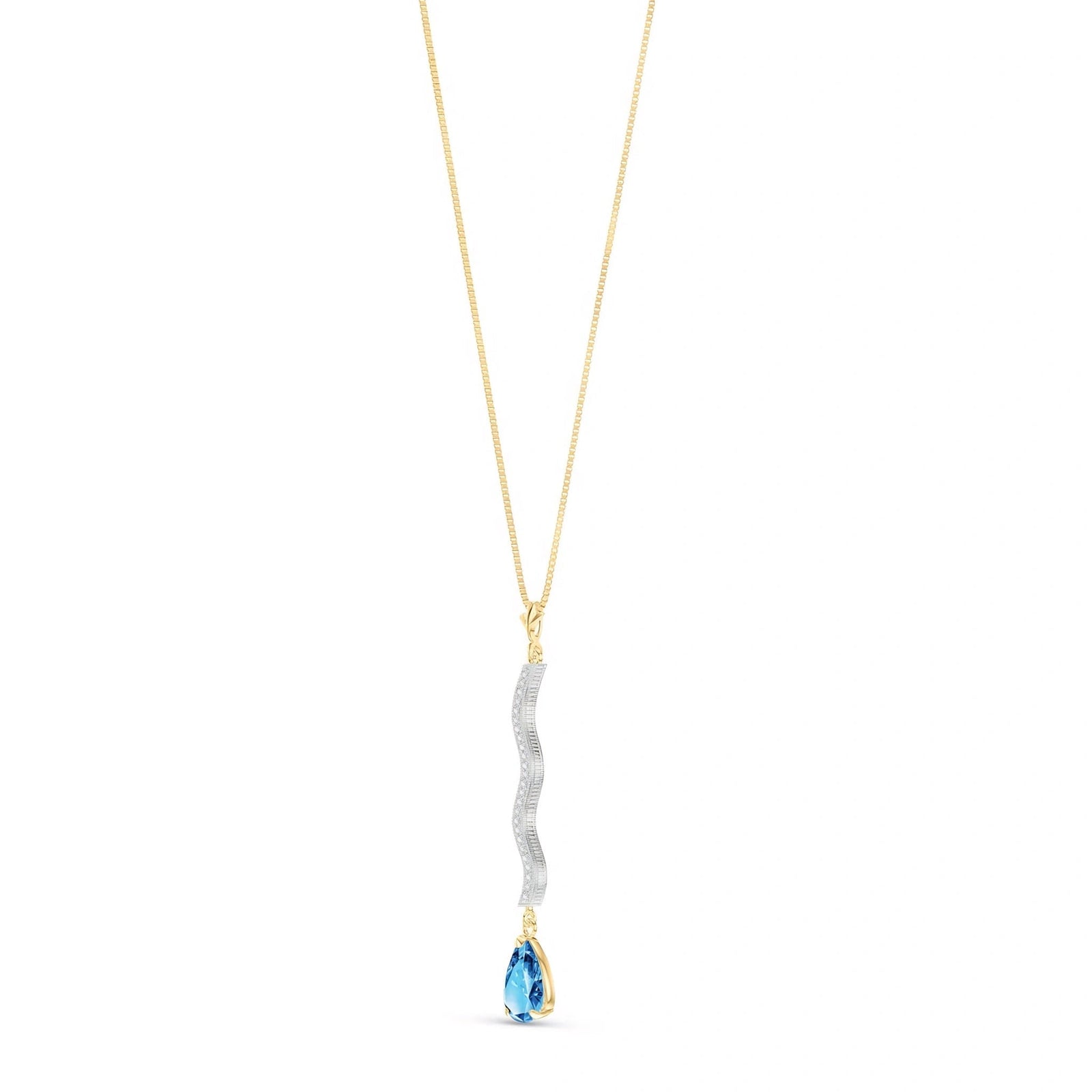 Yellow Gold Heritage Necklace Blue Topaz 10K — Aurora