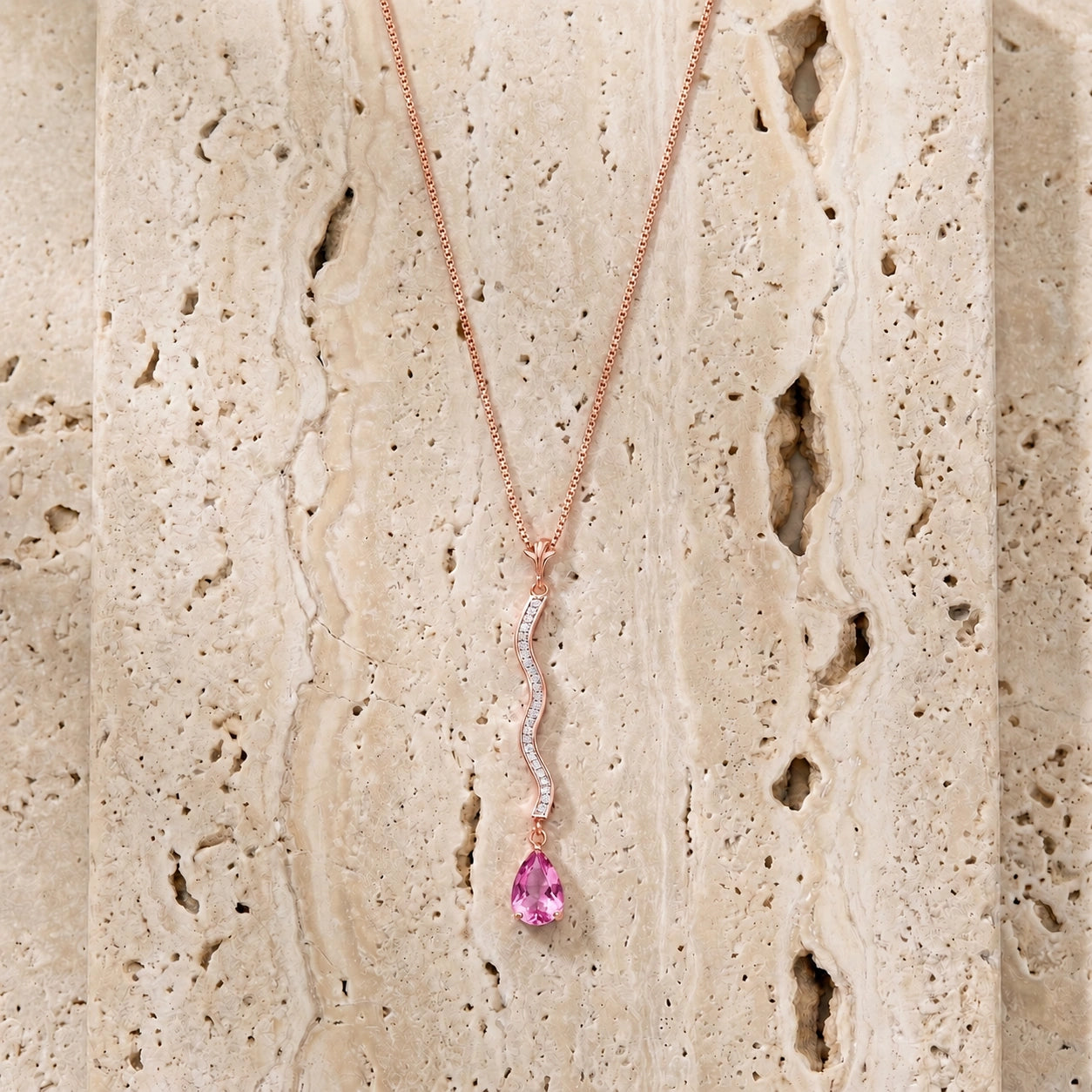 Rose Gold Heritage Necklace Pink Topaz 10K — Aurora