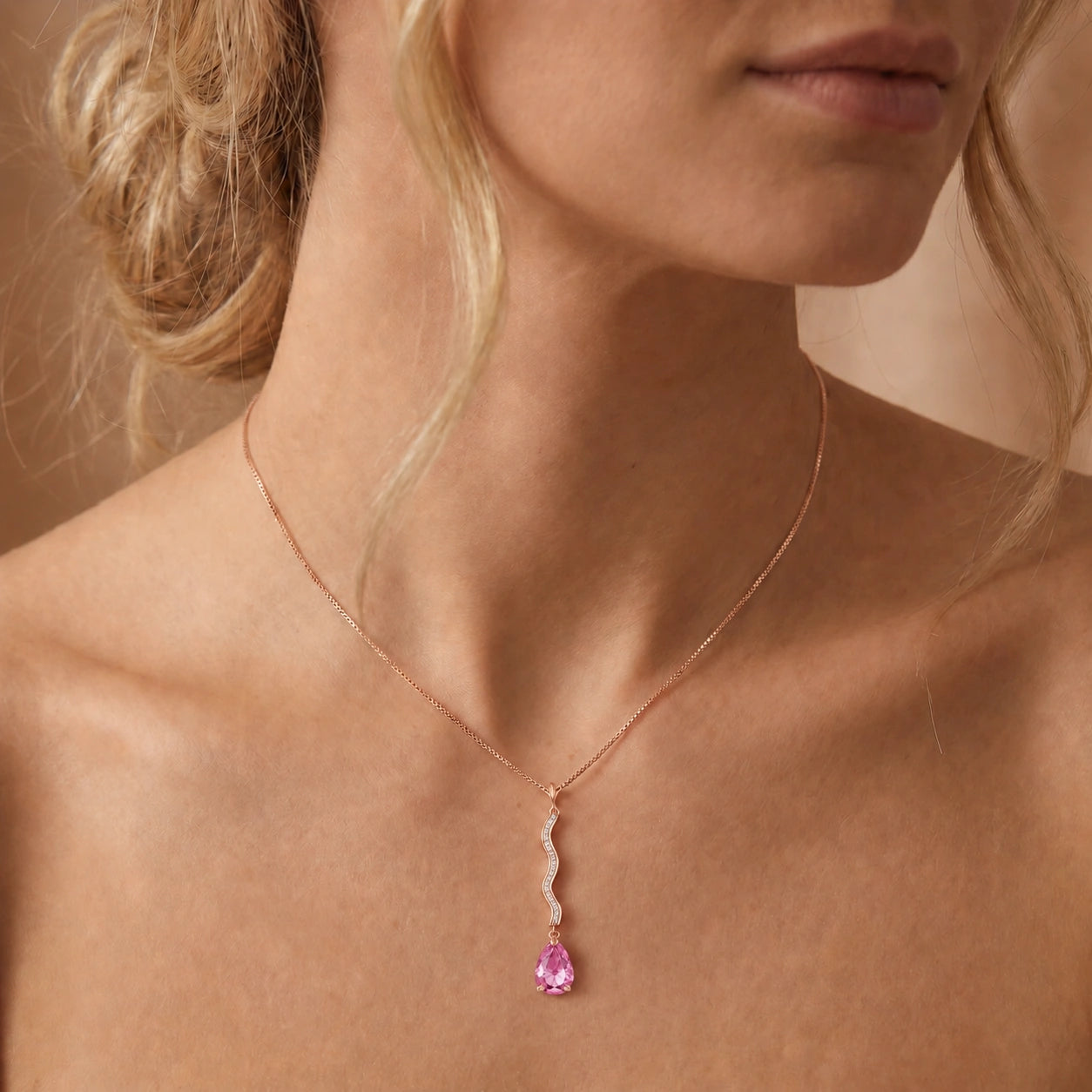 Rose Gold Heritage Necklace Pink Topaz 10K — Aurora
