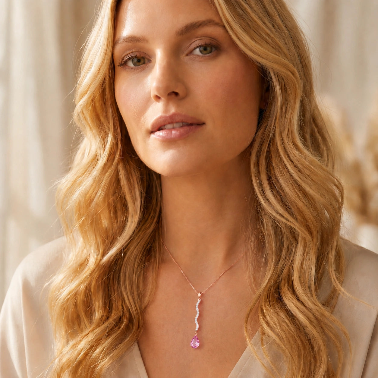 Rose Gold Heritage Necklace Pink Topaz 10K — Aurora