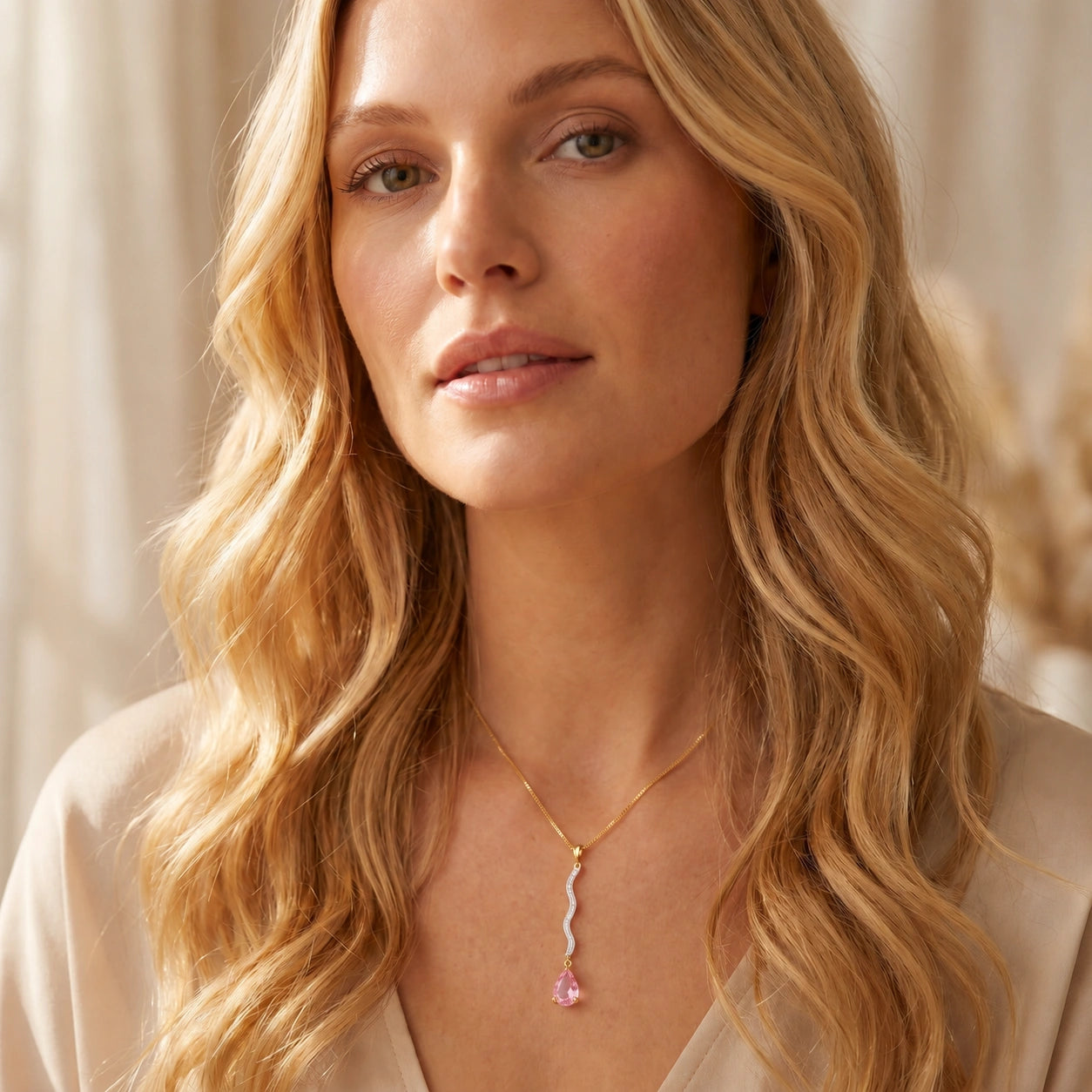 Yellow Gold Heritage Necklace Pink Topaz 10K — Aurora
