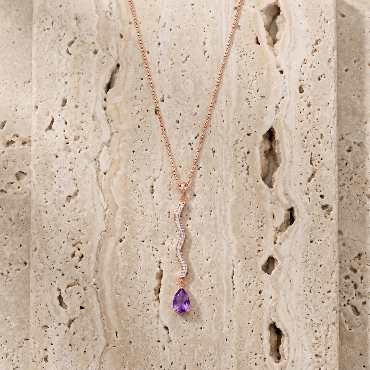 Rose Gold Heritage Necklace Amethyst 10K — Aurora