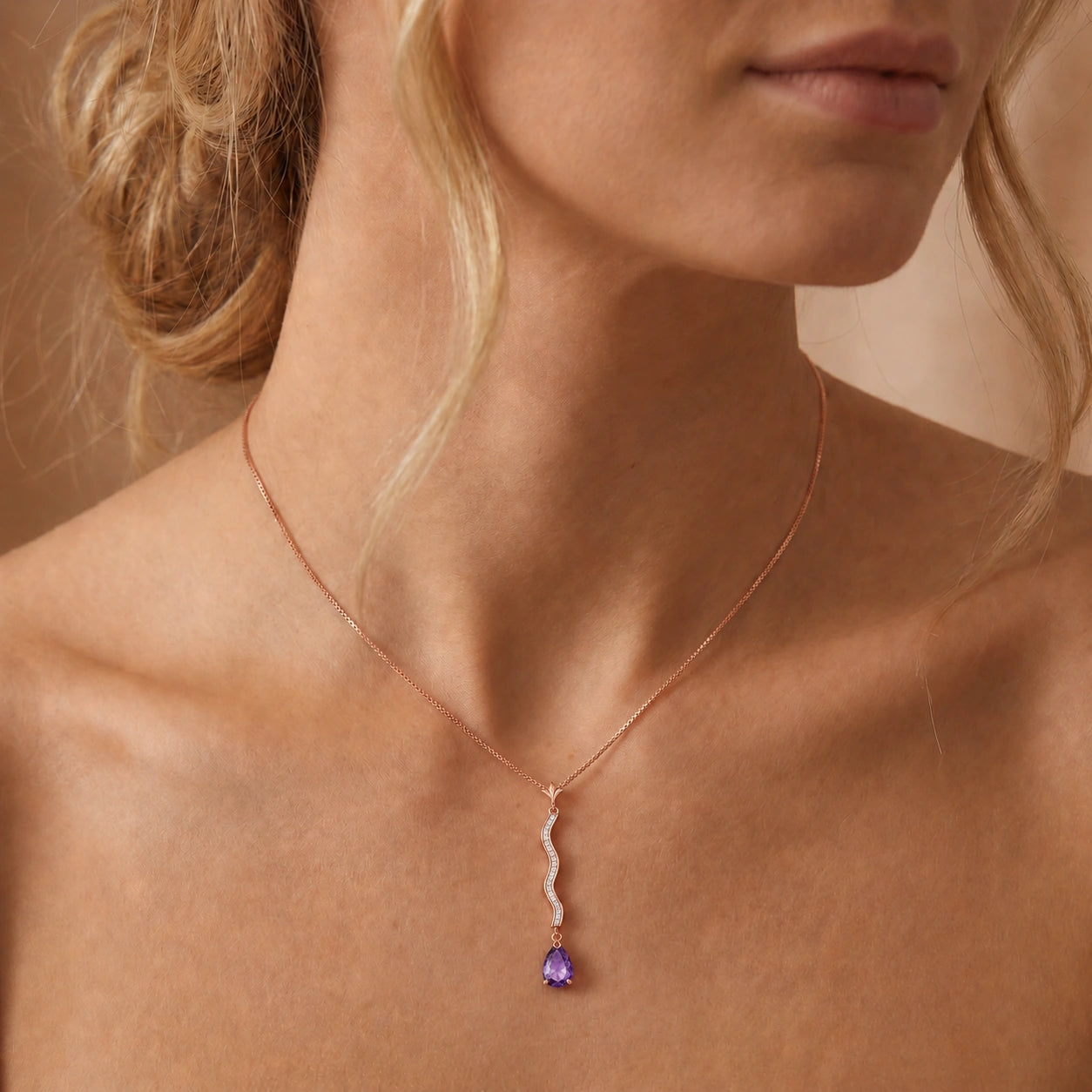 Rose Gold Heritage Necklace Amethyst 10K — Aurora