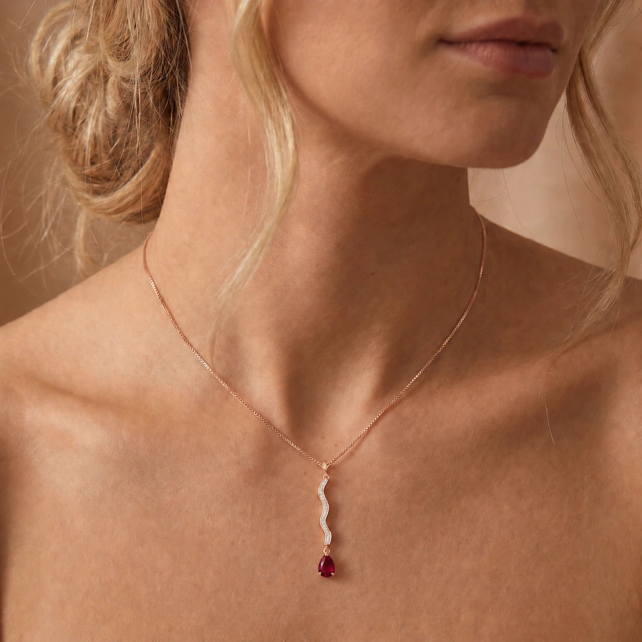 Rose Gold Heritage Necklace Ruby 10K — Aurora