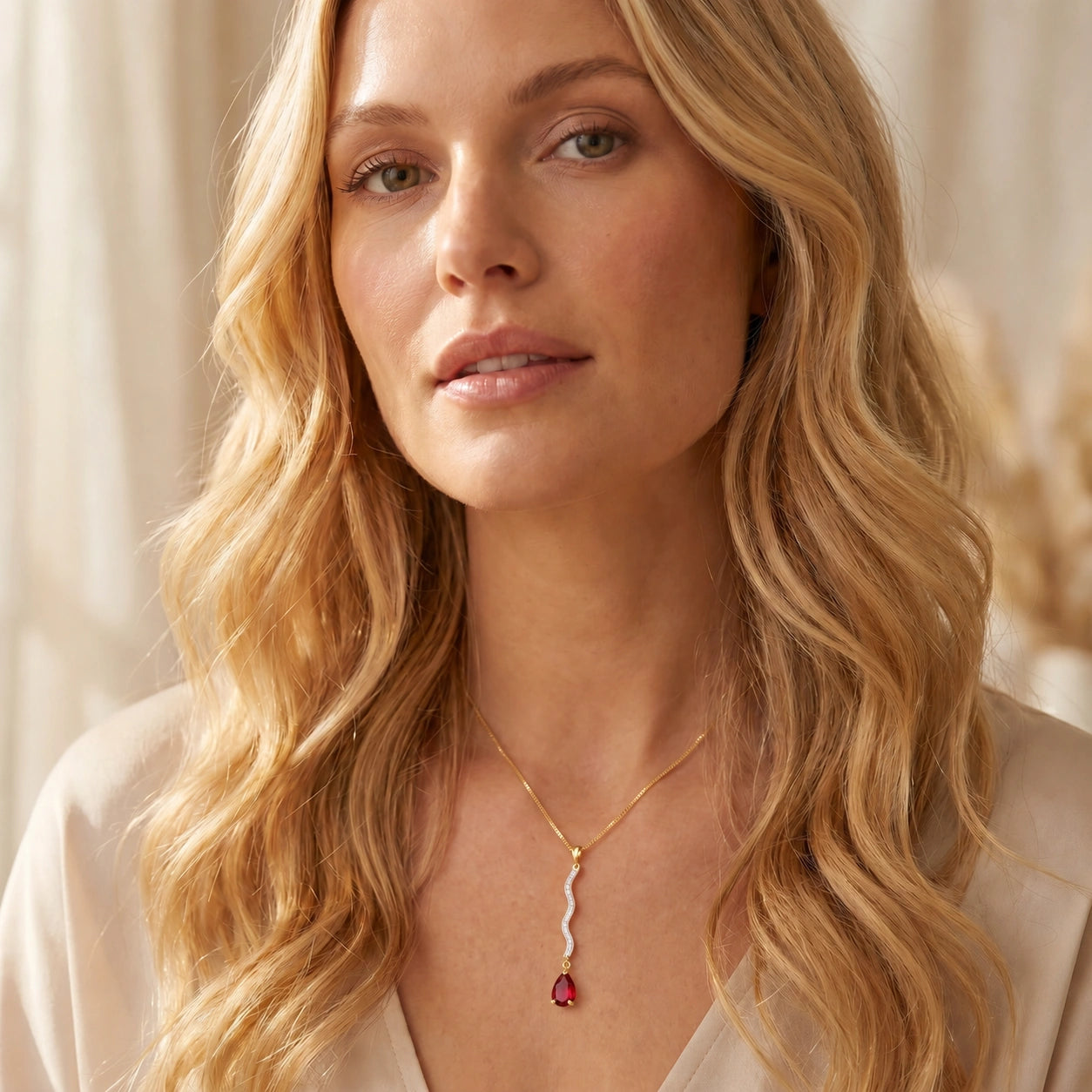 Yellow Gold Heritage Necklace Ruby 10K — Aurora