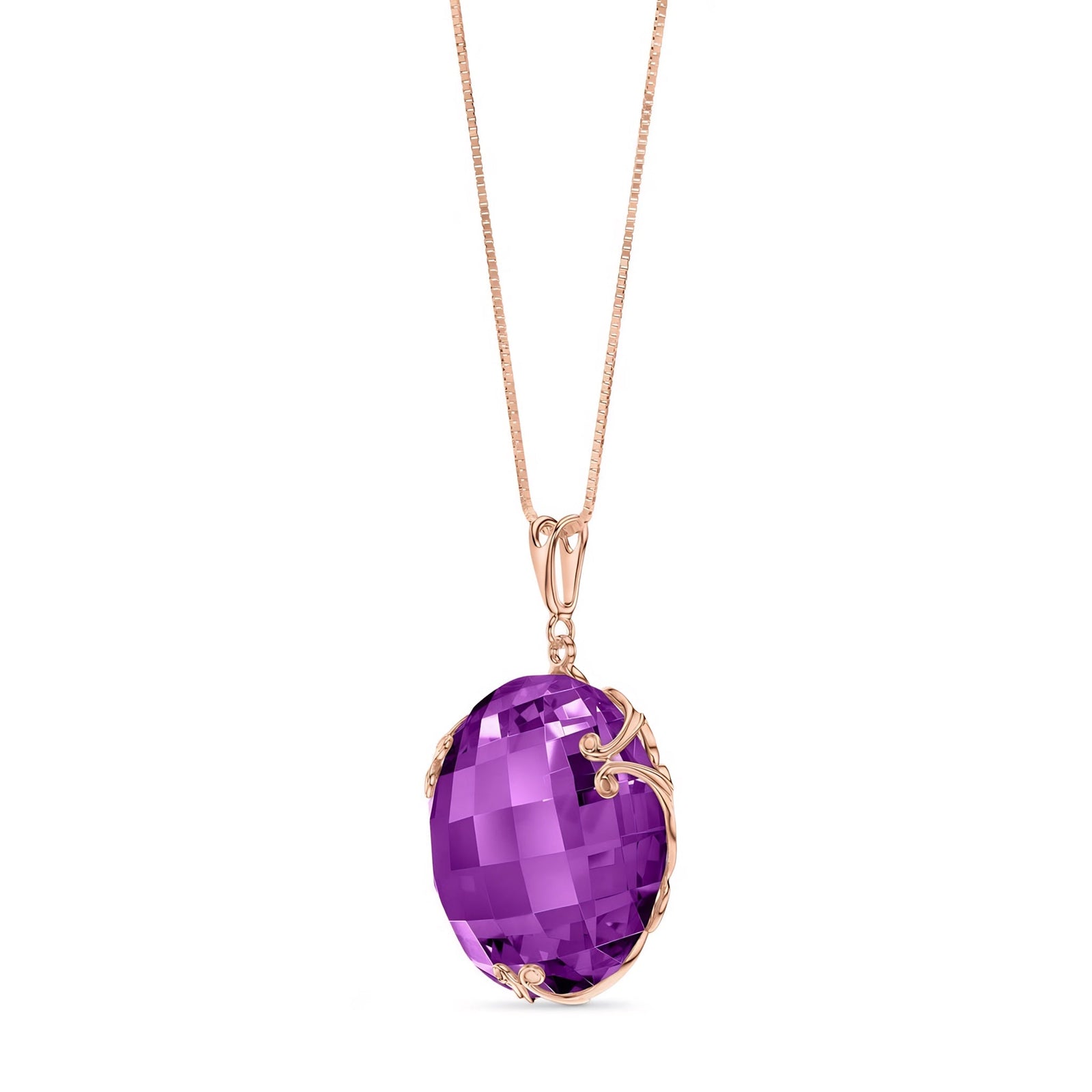 Rose Gold Grace Pendant Necklace Amethyst 10K — Fabrizia
