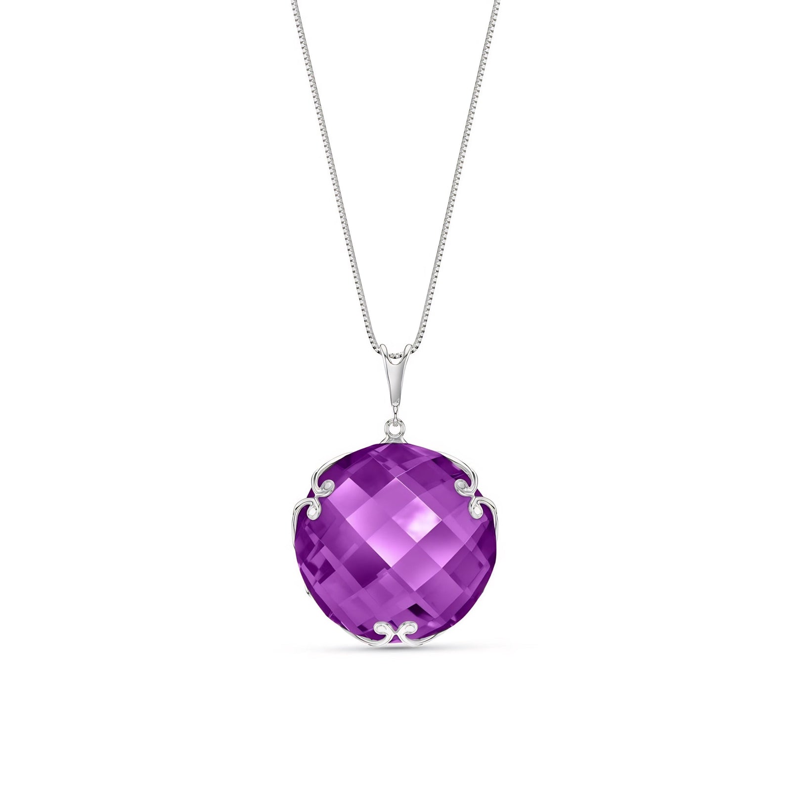 White Gold Grace Pendant Necklace Amethyst 10K — Fabrizia