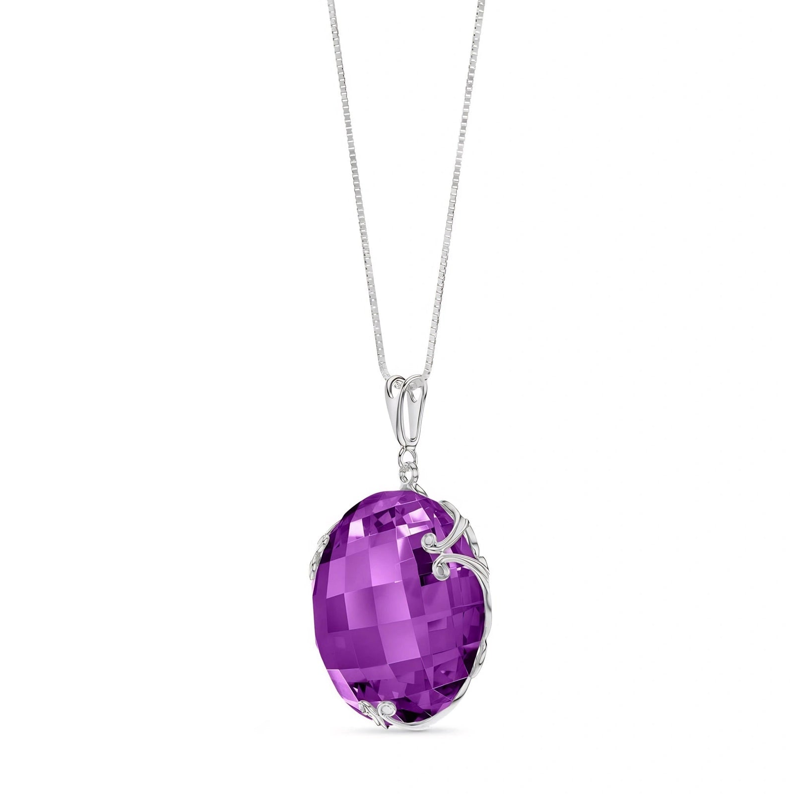 White Gold Grace Pendant Necklace Amethyst 10K — Fabrizia
