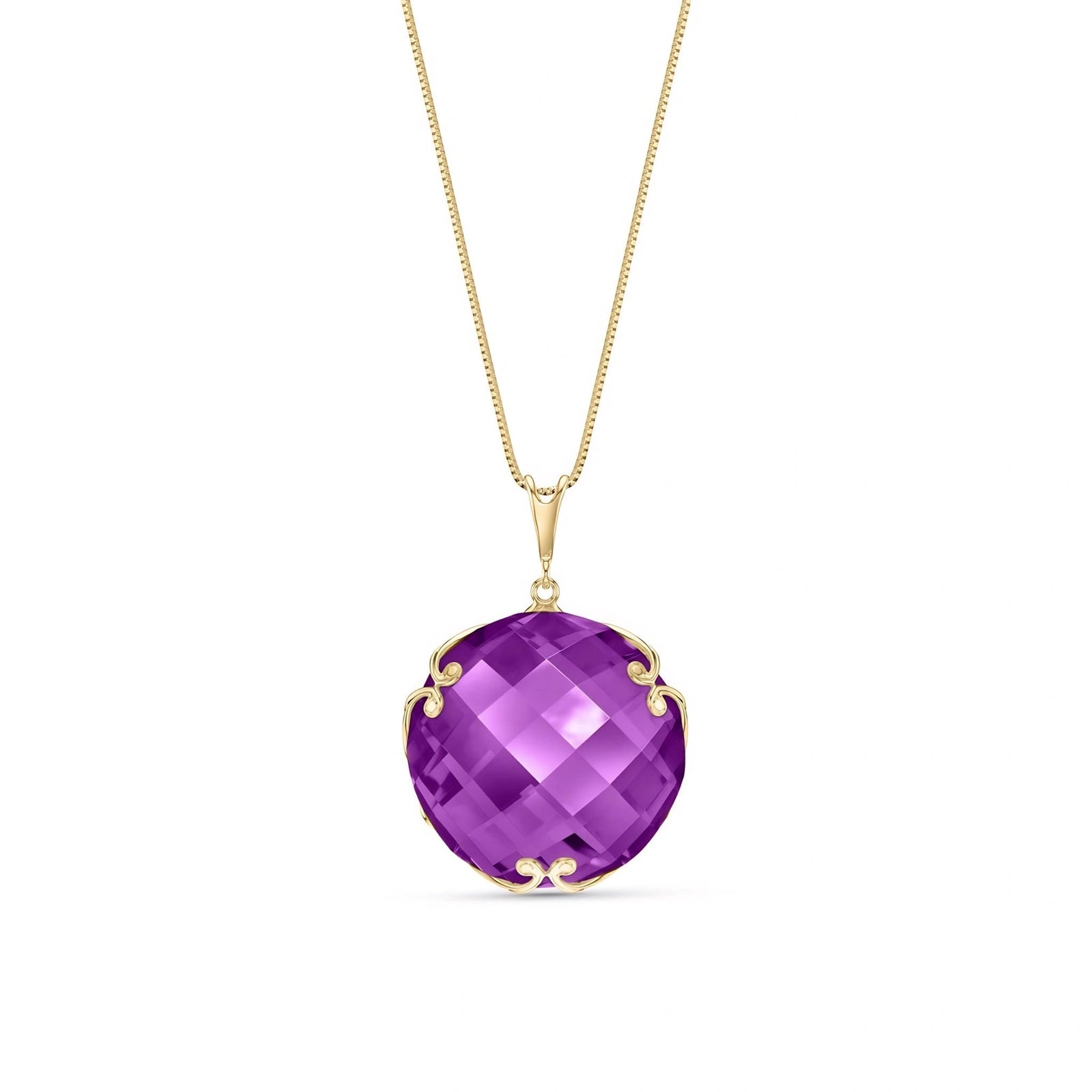 Yellow Gold Grace Pendant Necklace Amethyst 10K — Fabrizia