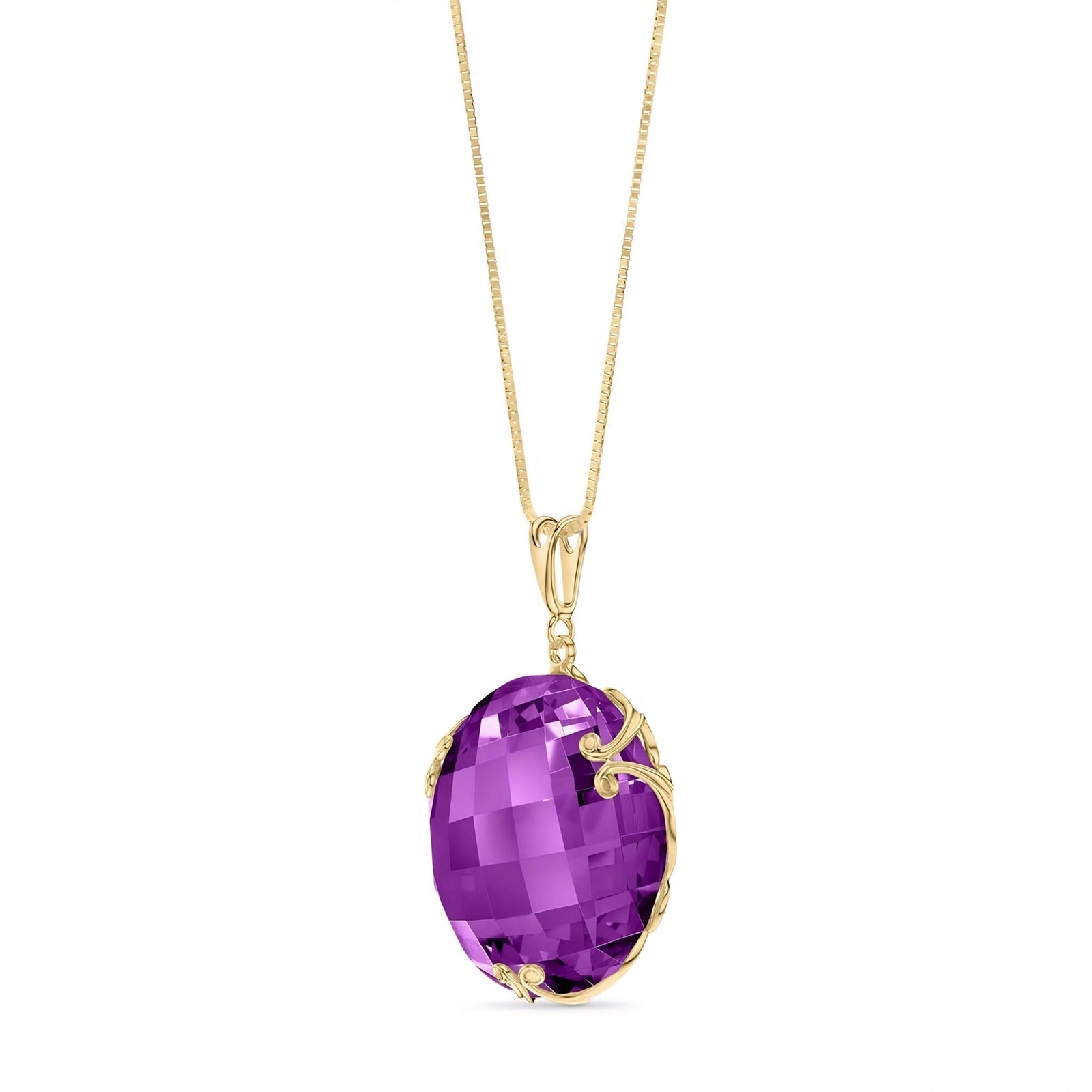 Yellow Gold Grace Pendant Necklace Amethyst 10K — Fabrizia