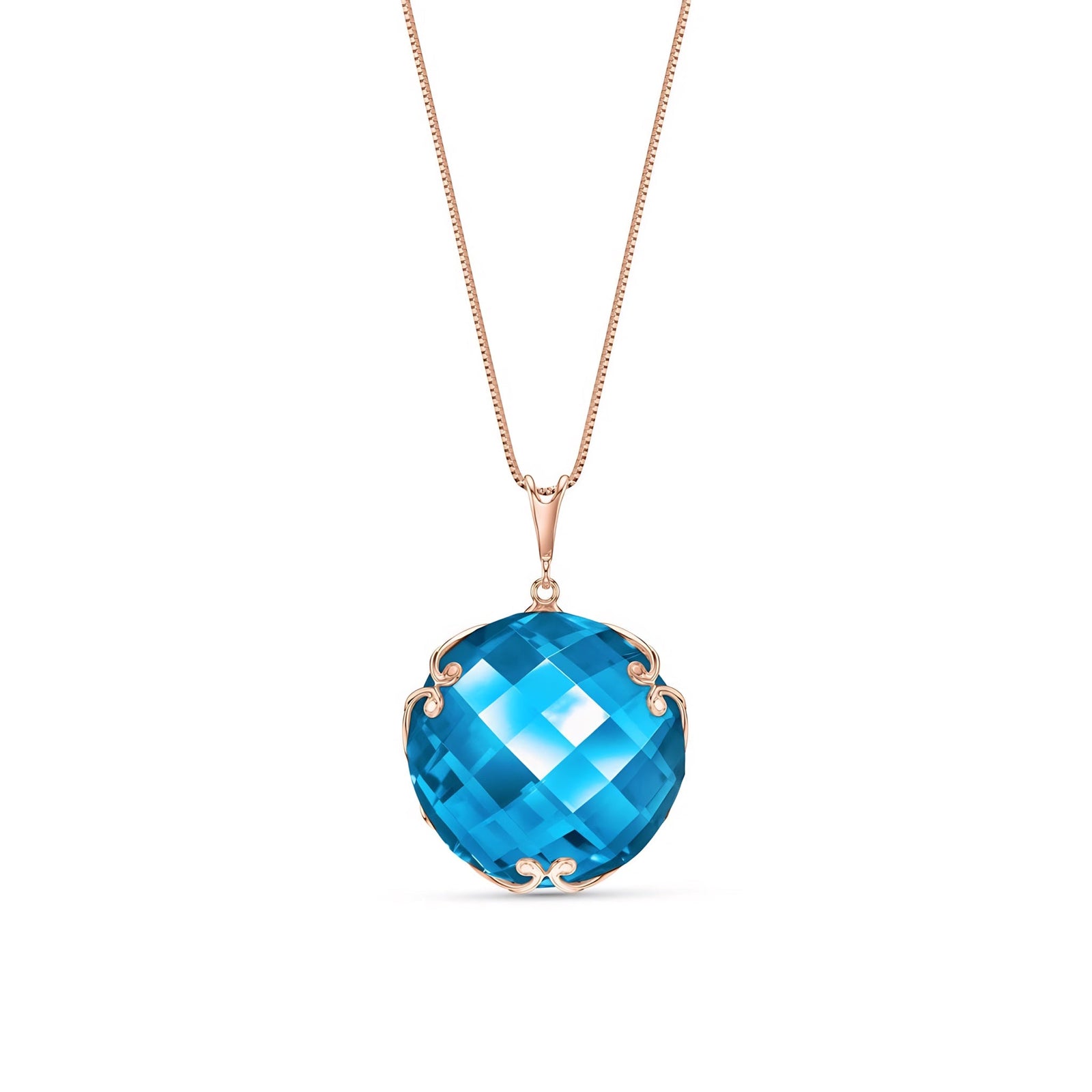 Rose Gold Grace Pendant Necklace Blue Topaz 10K — Fabrizia