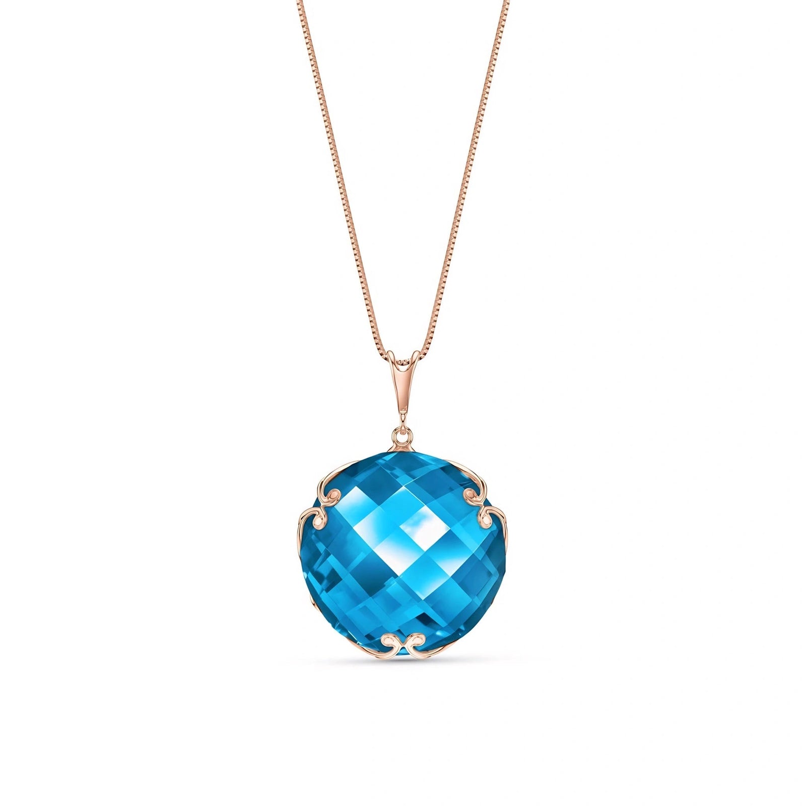 Rose Gold Grace Pendant Necklace Blue Topaz 10K — Fabrizia