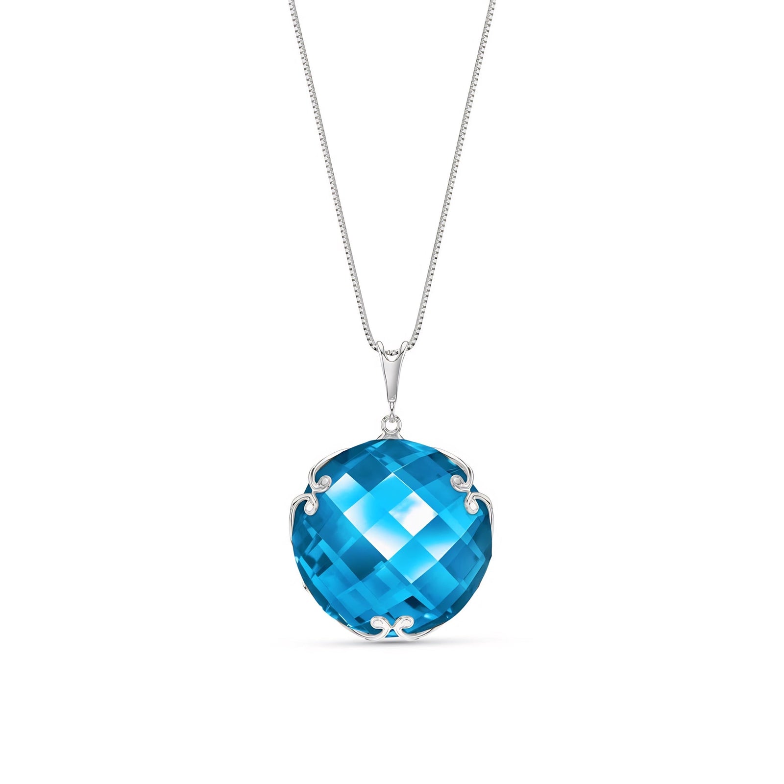 White Gold Grace Pendant Necklace Blue Topaz 10K — Fabrizia