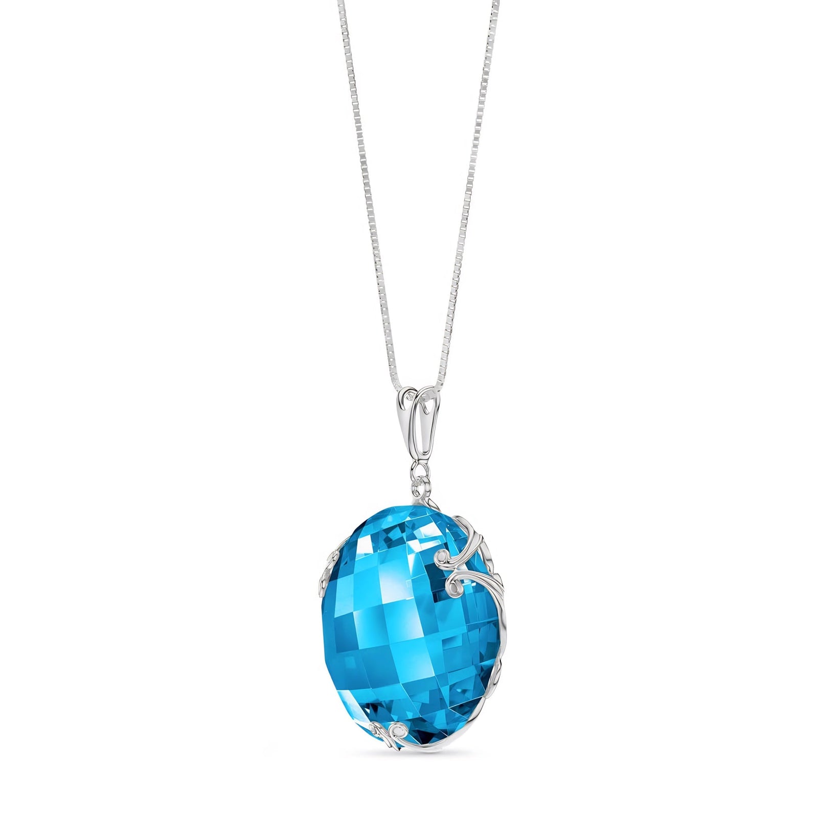 White Gold Grace Pendant Necklace Blue Topaz 10K — Fabrizia