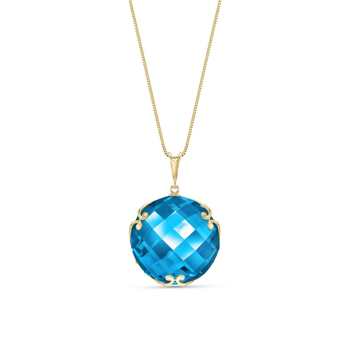 Yellow Gold Grace Pendant Necklace Blue Topaz 10K — Fabrizia