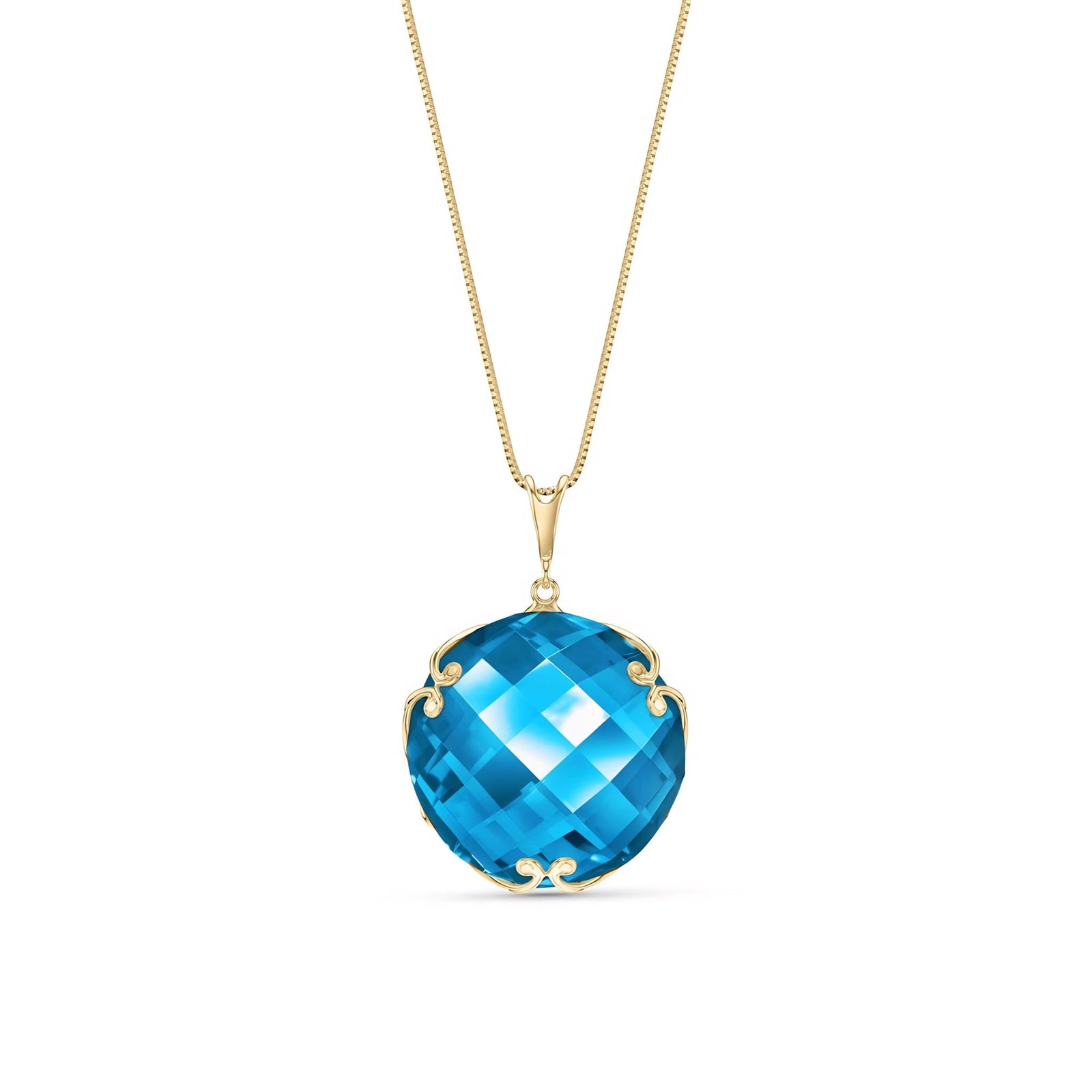 Yellow Gold Grace Pendant Necklace Blue Topaz 10K — Fabrizia