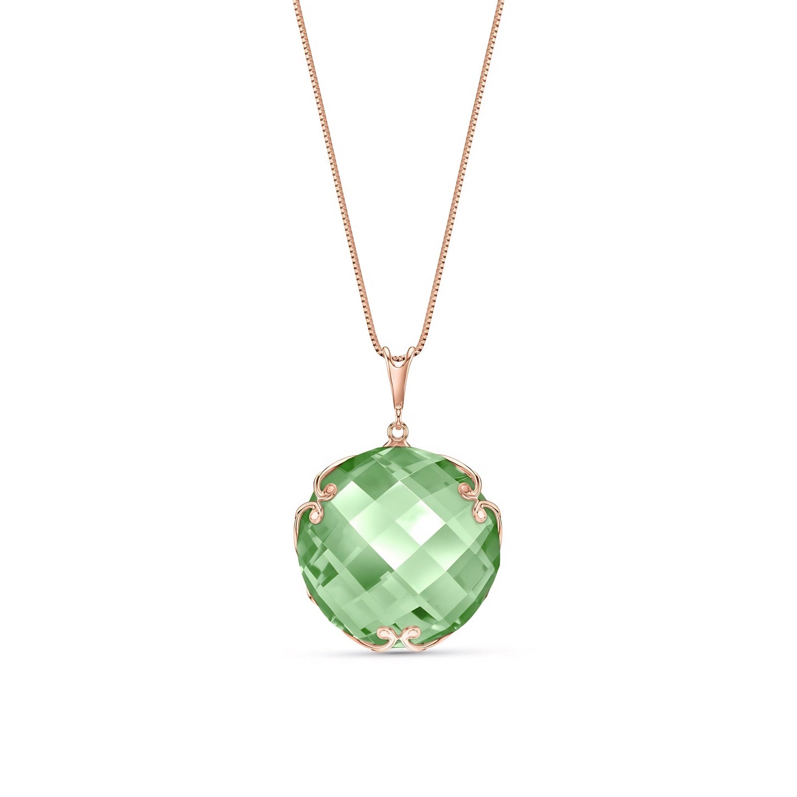 Rose Gold Grace Pendant Necklace Lemon Quartz 10K — Fabrizia