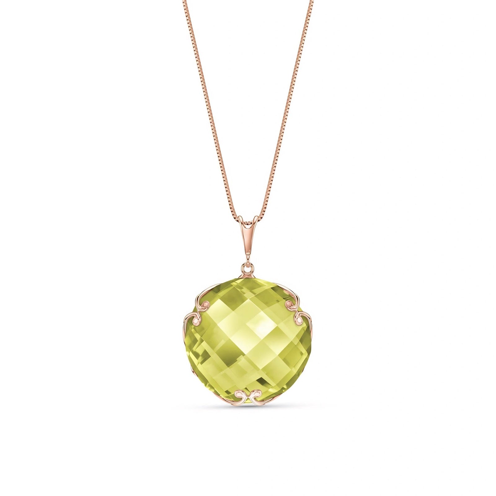 Rose Gold Grace Pendant Necklace Lemon Quartz 10K — Fabrizia