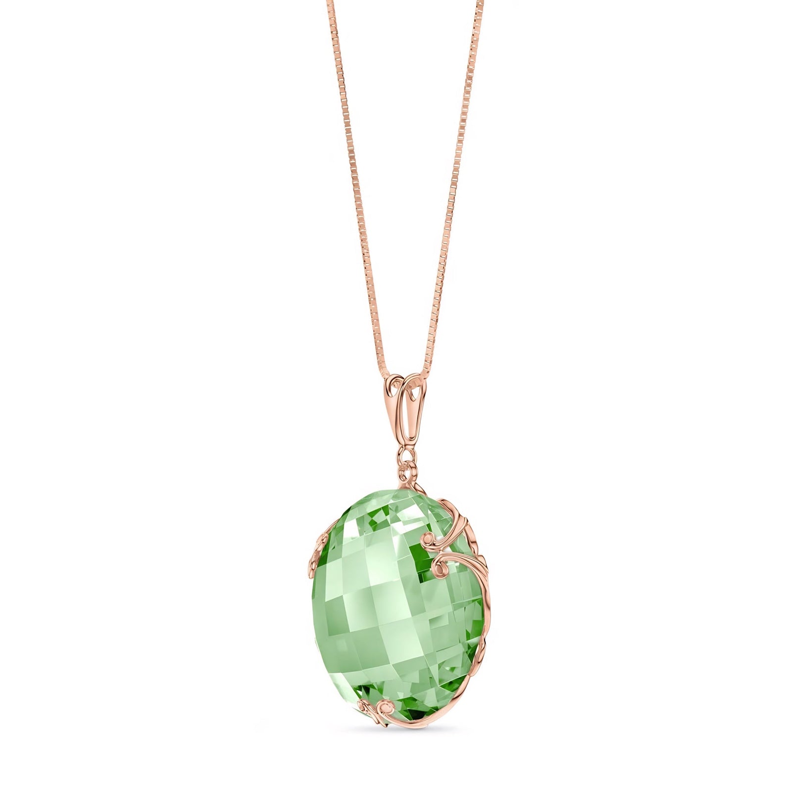 Rose Gold Grace Pendant Necklace Lemon Quartz 10K — Fabrizia