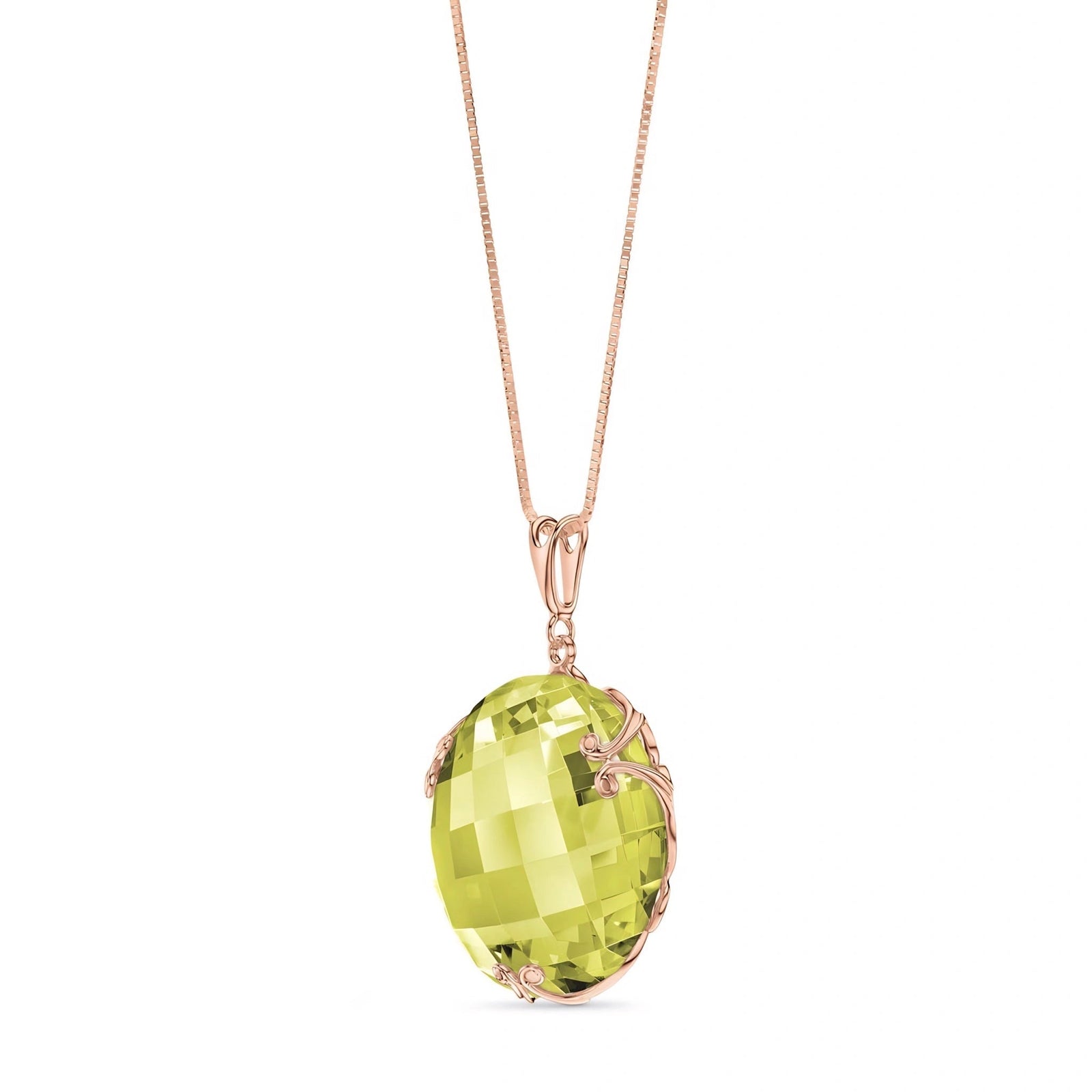 Rose Gold Grace Pendant Necklace Lemon Quartz 10K — Fabrizia