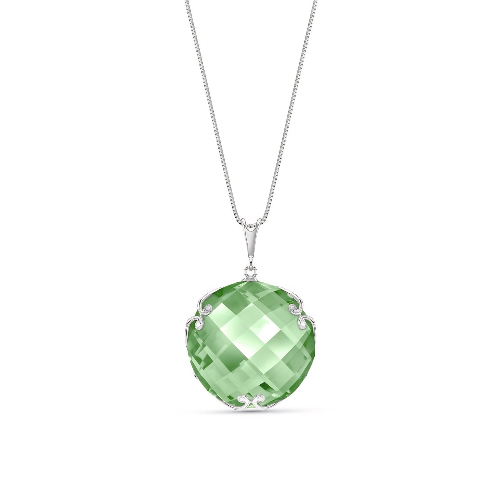 White Gold Grace Pendant Necklace Lemon Quartz 10K — Fabrizia