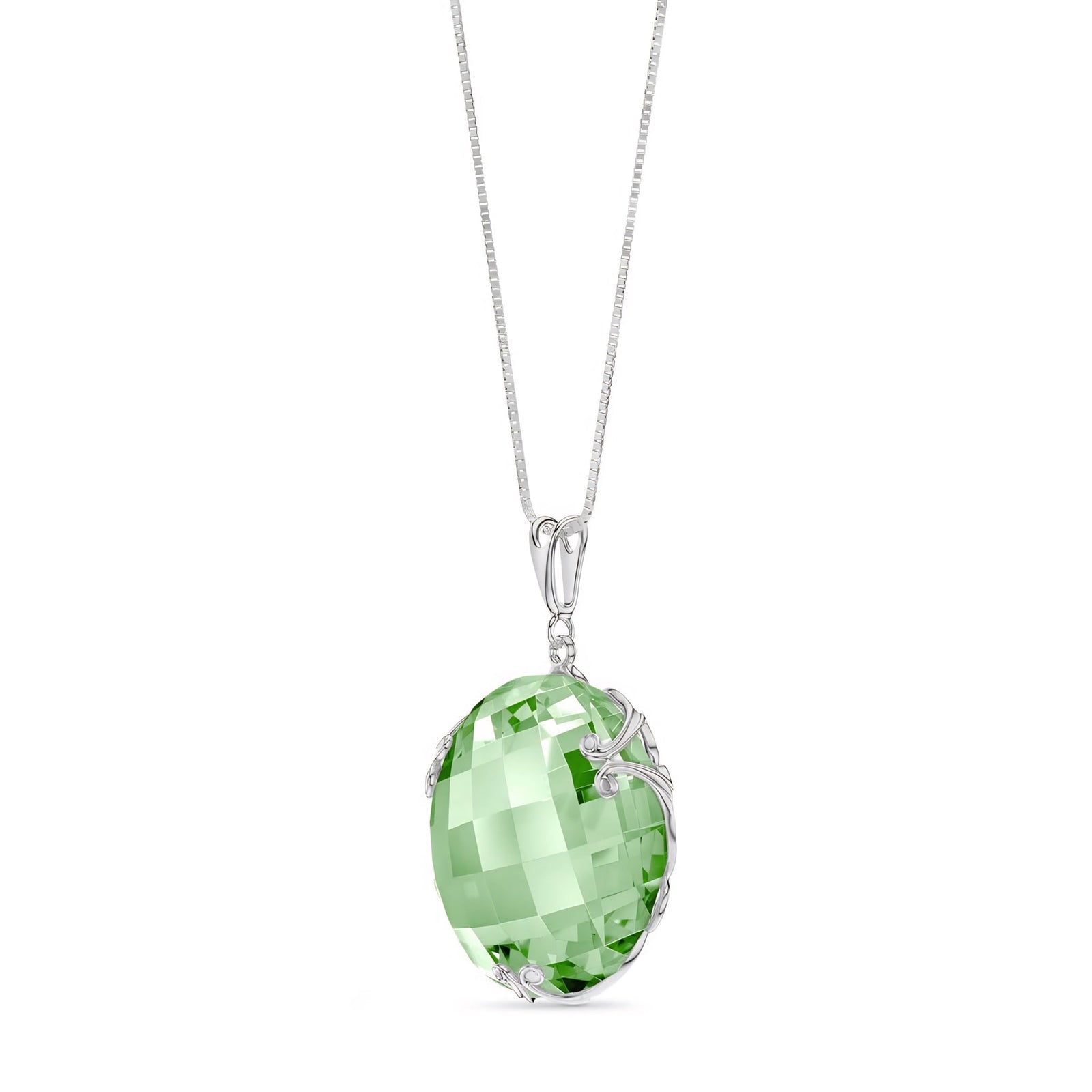 White Gold Grace Pendant Necklace Lemon Quartz 10K — Fabrizia