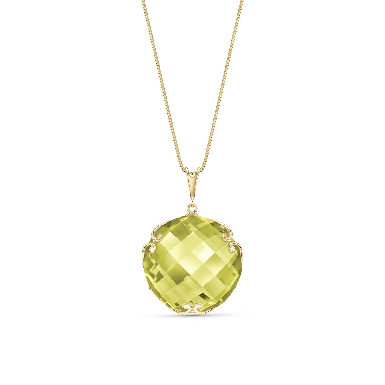 Yellow Gold Grace Pendant Necklace Lemon Quartz 10K — Fabrizia