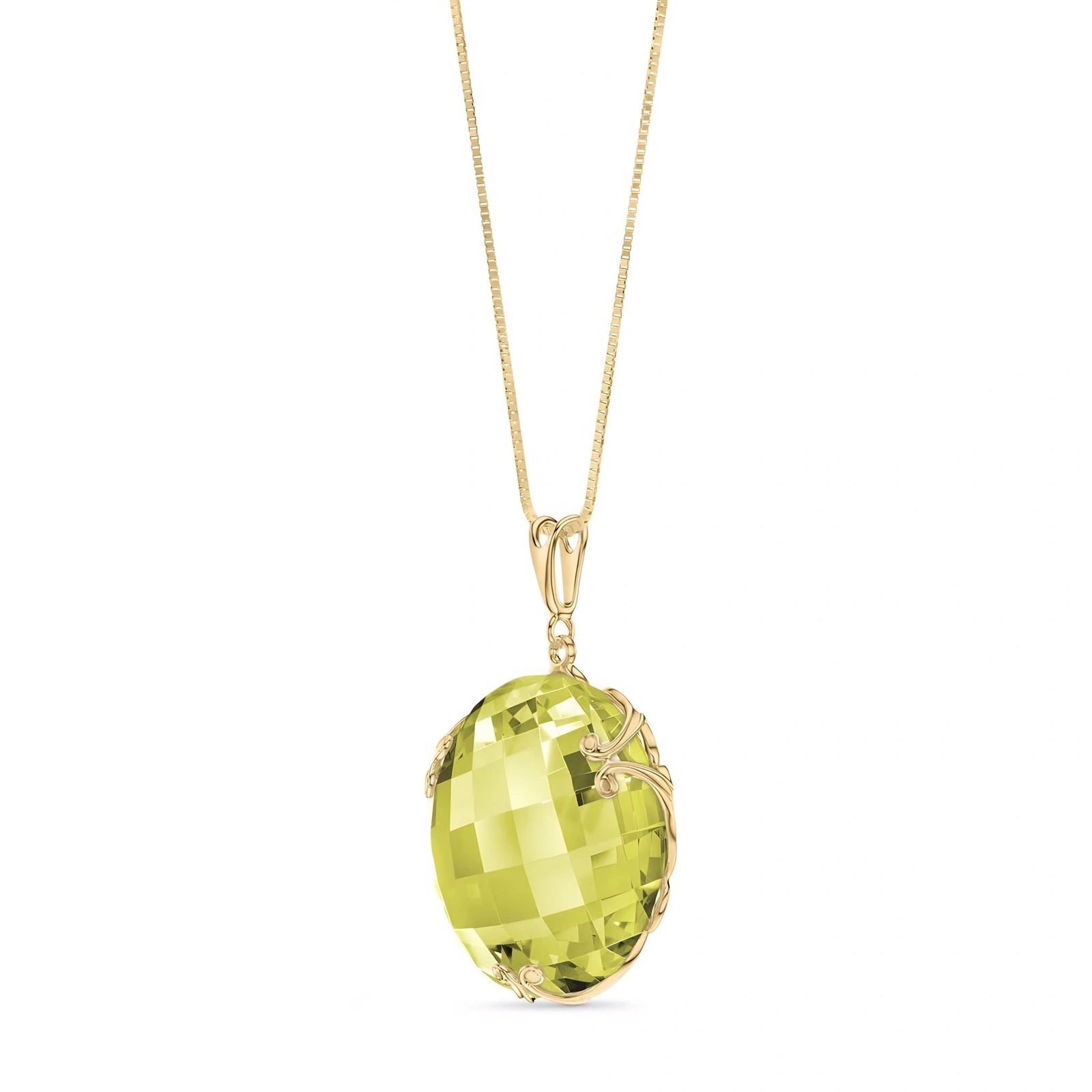 Yellow Gold Grace Pendant Necklace Lemon Quartz 10K — Fabrizia