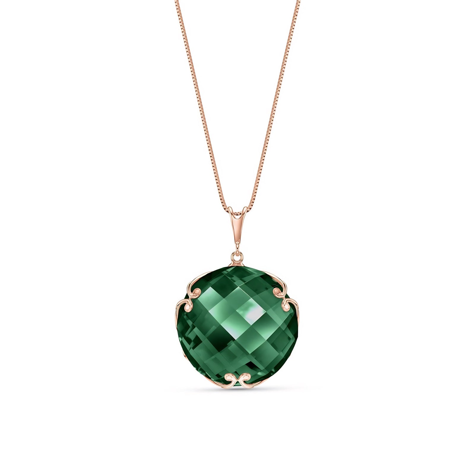 Rose Gold Grace Pendant Necklace Green Amethyst 10K — Fabrizia