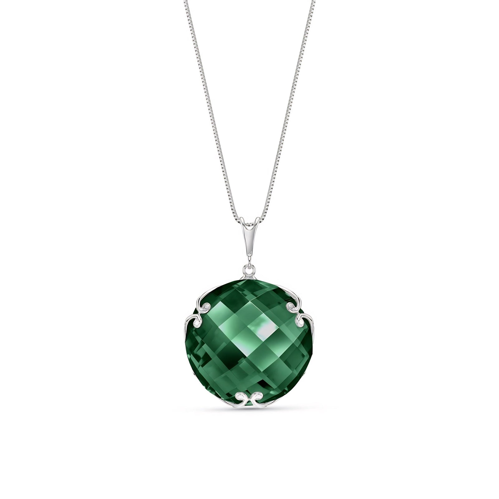 White Gold Grace Pendant Necklace Green Amethyst 10K — Fabrizia