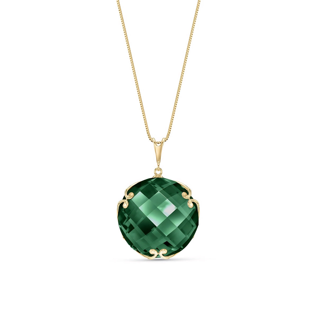 Yellow Gold Grace Pendant Necklace Green Amethyst 10K — Fabrizia