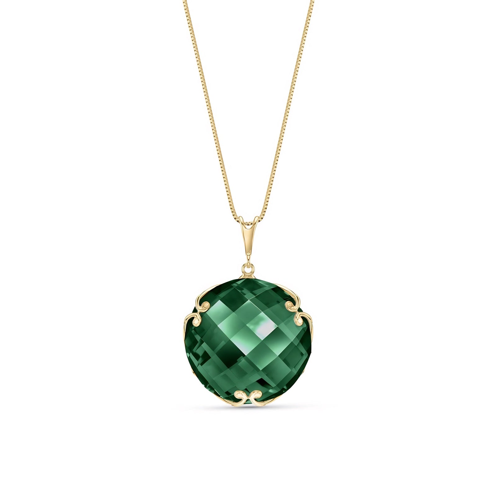 Yellow Gold Grace Pendant Necklace Green Amethyst 10K — Fabrizia