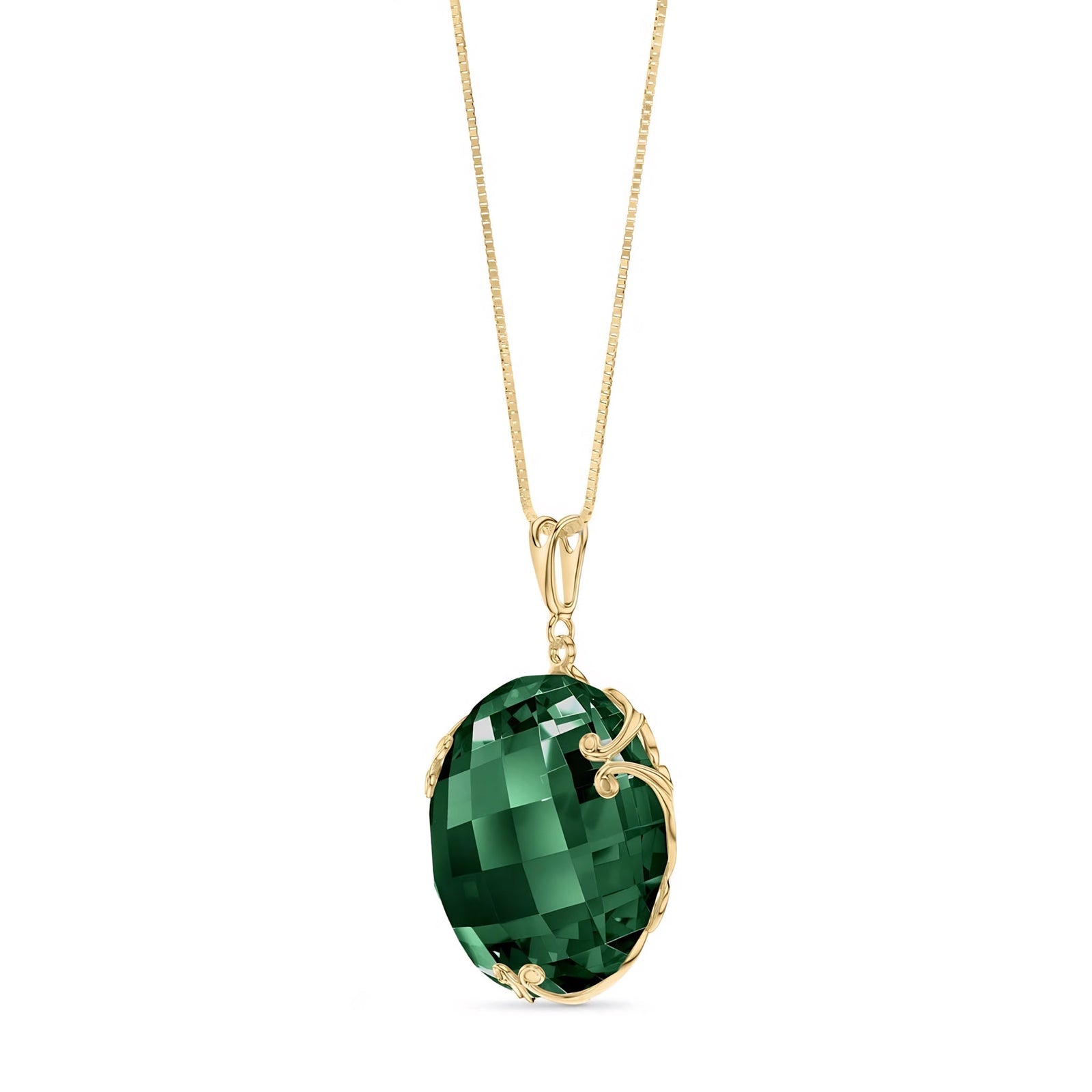 Yellow Gold Grace Pendant Necklace Green Amethyst 10K — Fabrizia