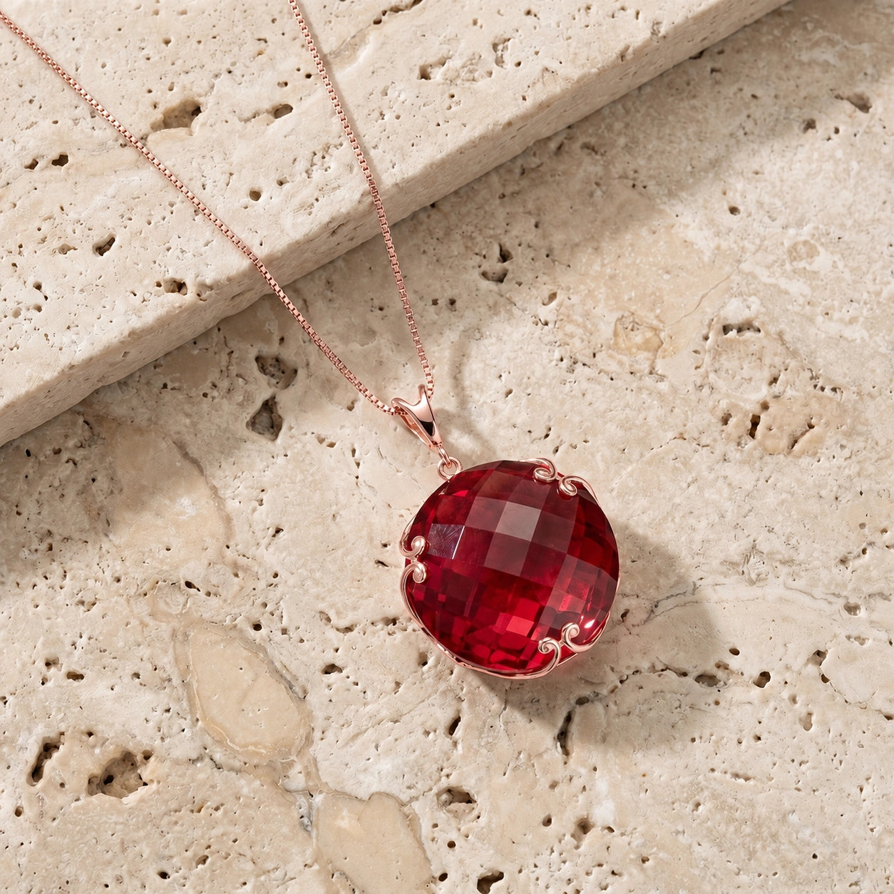 Rose Gold Grace Pendant Necklace Ruby 10K — Fabrizia