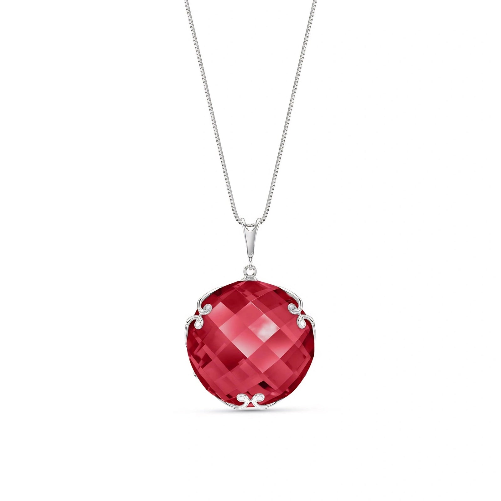 White Gold Grace Pendant Necklace Ruby 10K — Fabrizia