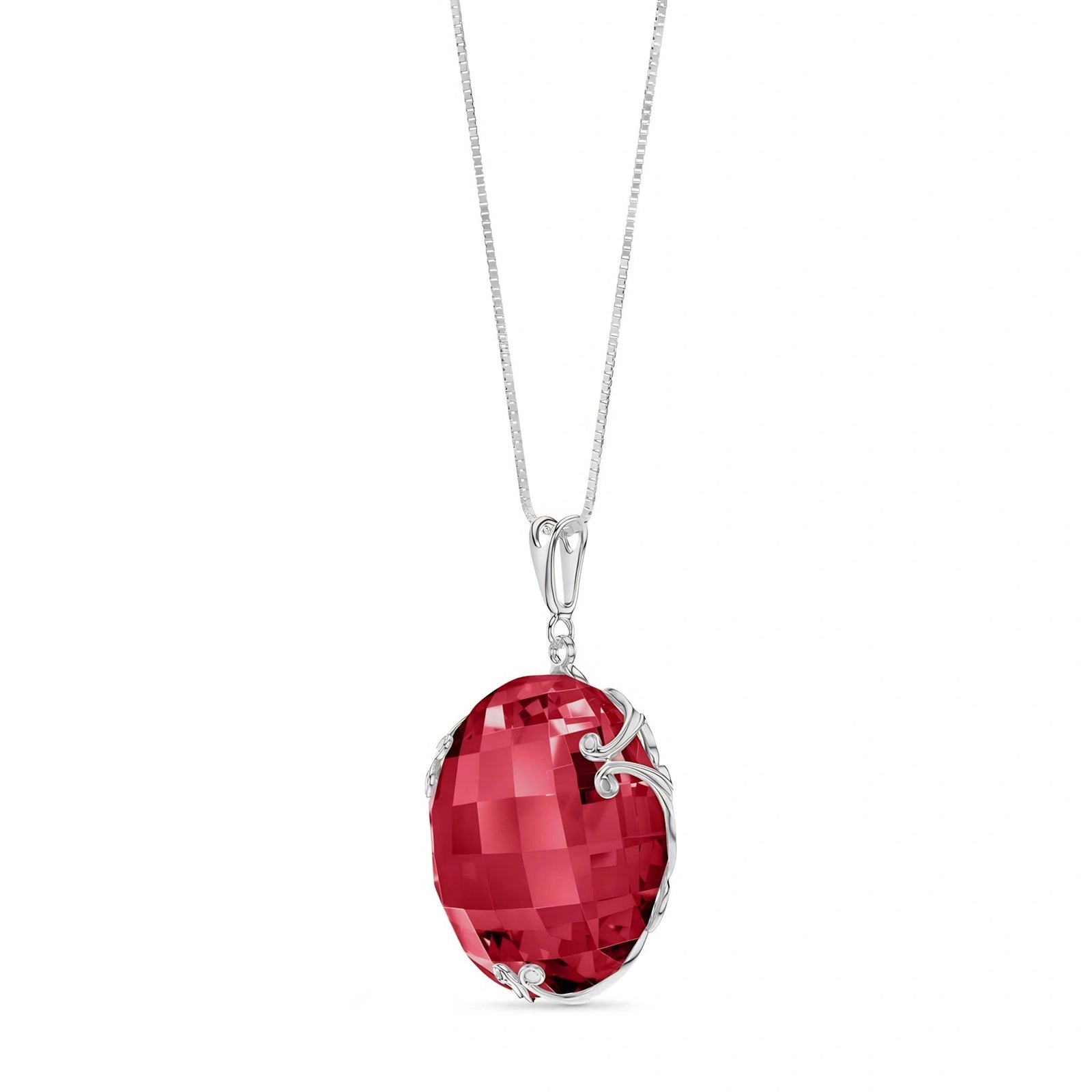 White Gold Grace Pendant Necklace Ruby 10K — Fabrizia
