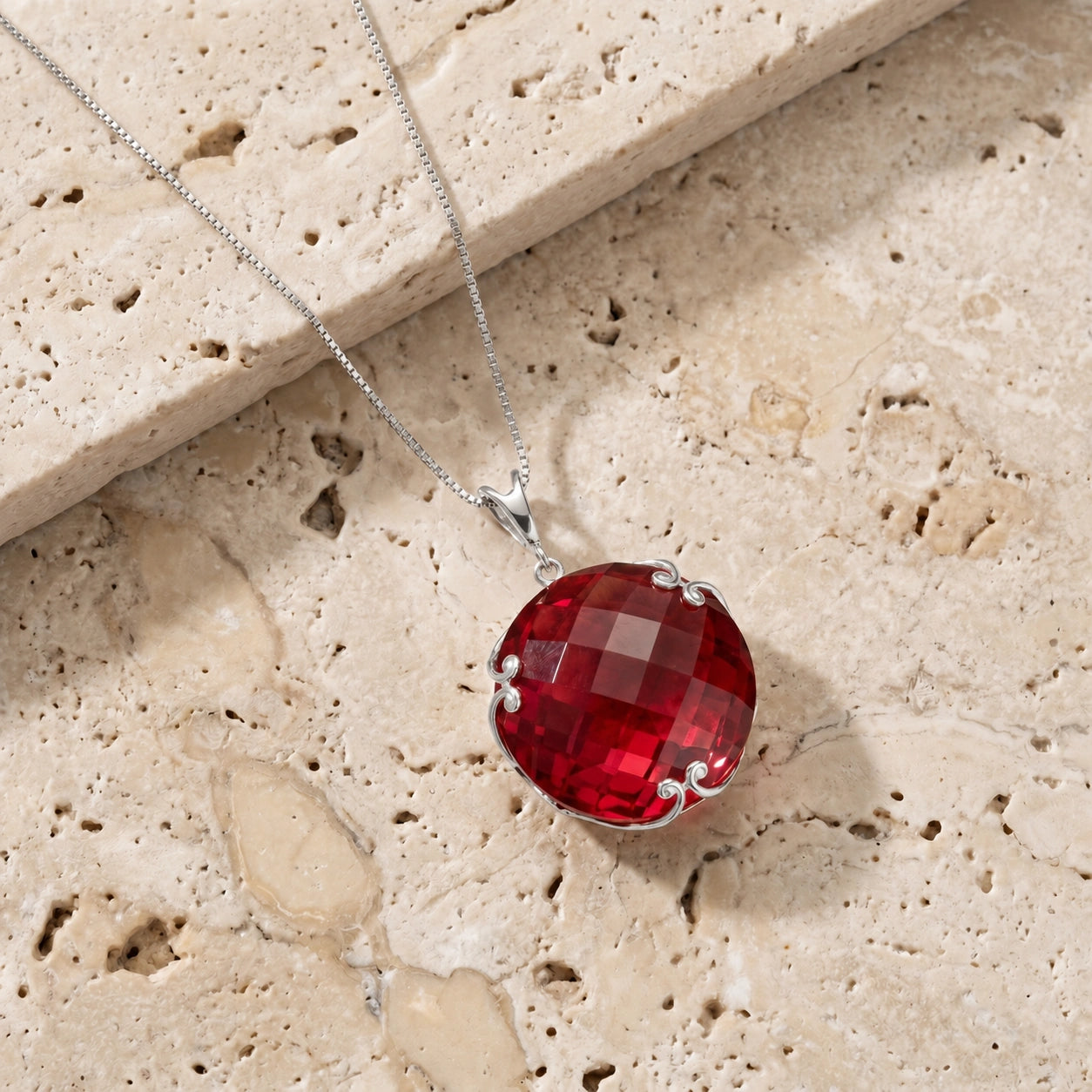 White Gold Grace Pendant Necklace Ruby 10K — Fabrizia