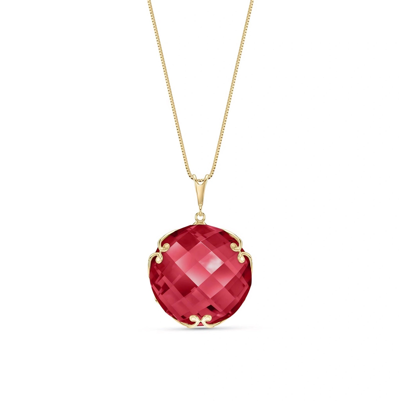 Yellow Gold Grace Pendant Necklace Ruby 10K — Fabrizia