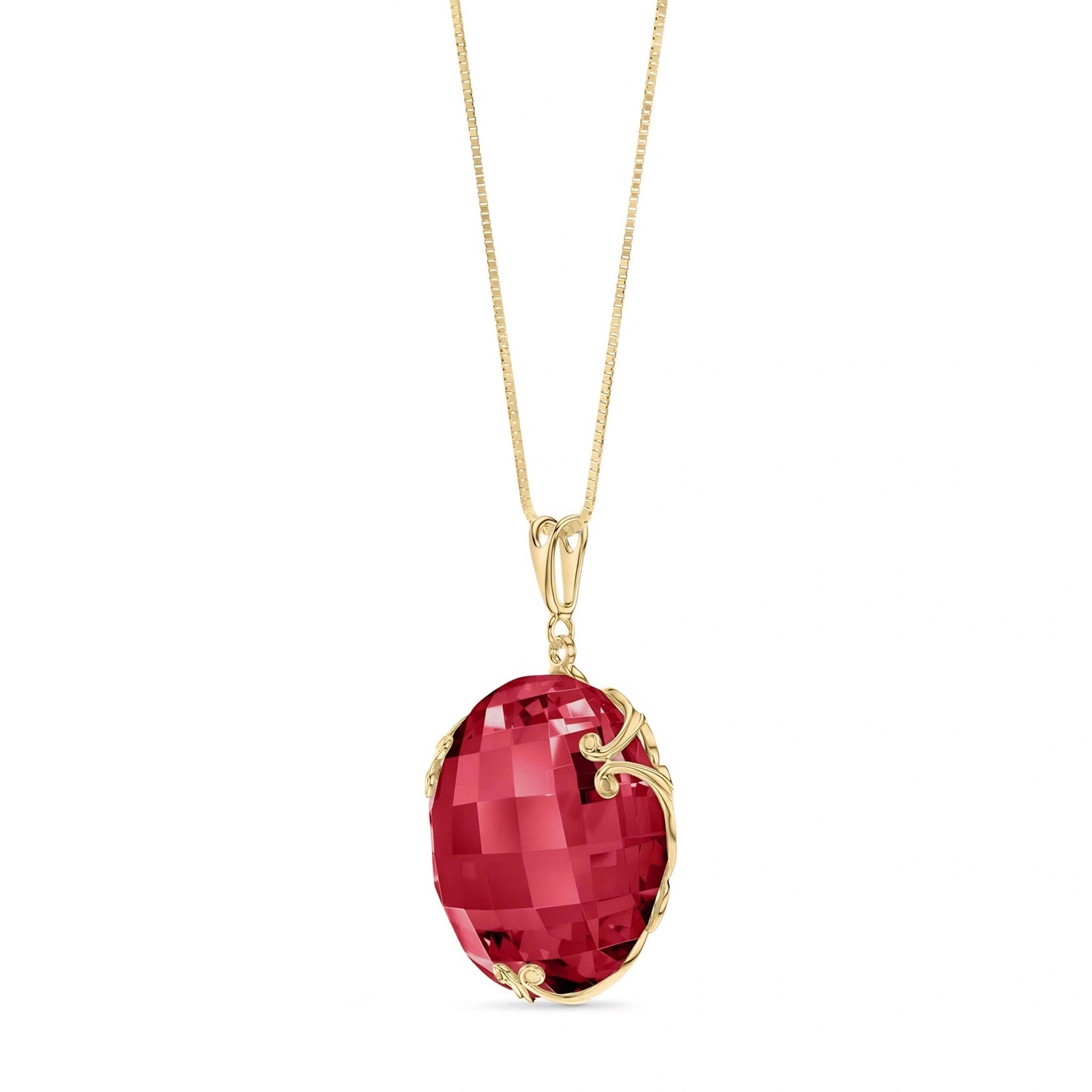 Yellow Gold Grace Pendant Necklace Ruby 10K — Fabrizia