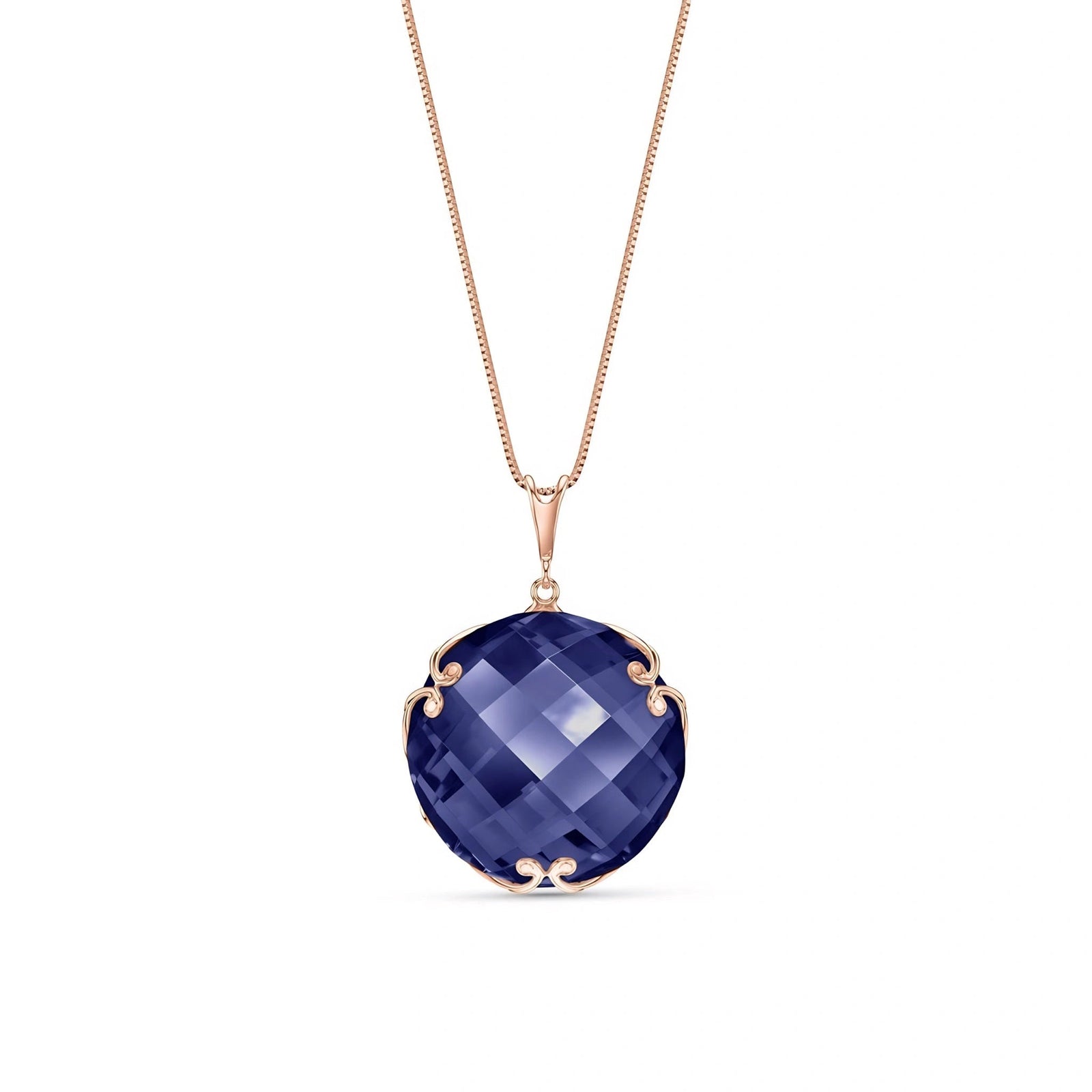 Rose Gold Grace Pendant Necklace Sapphire 10K — Fabrizia
