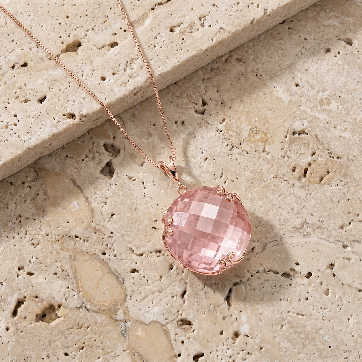 Rose Gold Grace Pendant Necklace Sapphire 10K — Fabrizia