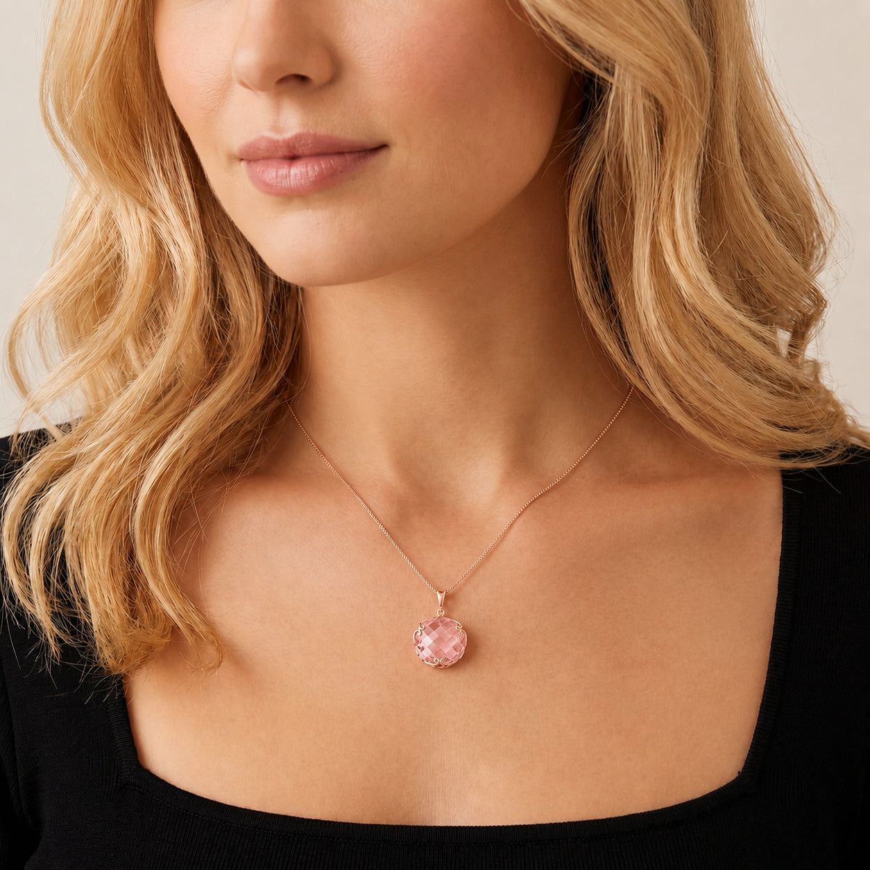 Rose Gold Grace Pendant Necklace Sapphire 10K — Fabrizia