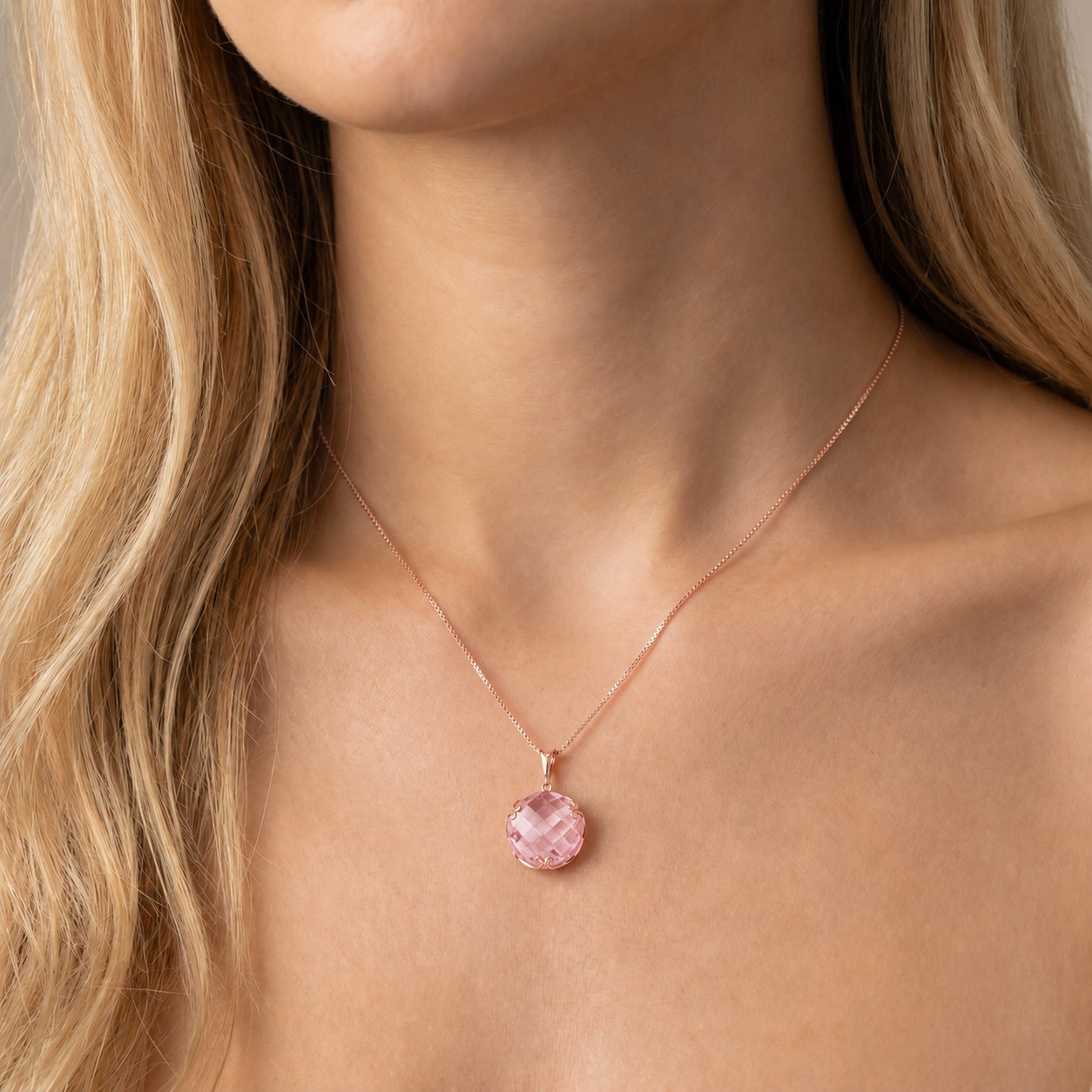 Rose Gold Grace Pendant Necklace Sapphire 10K — Fabrizia
