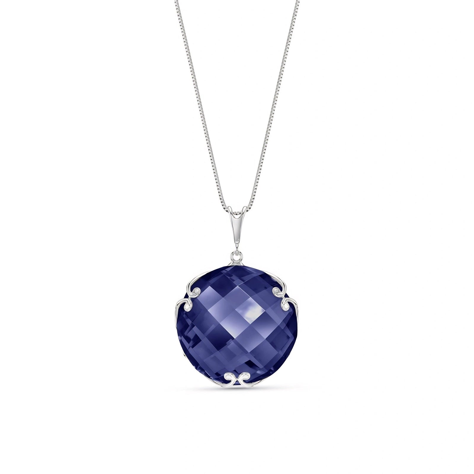 White Gold Grace Pendant Necklace Sapphire 10K — Fabrizia