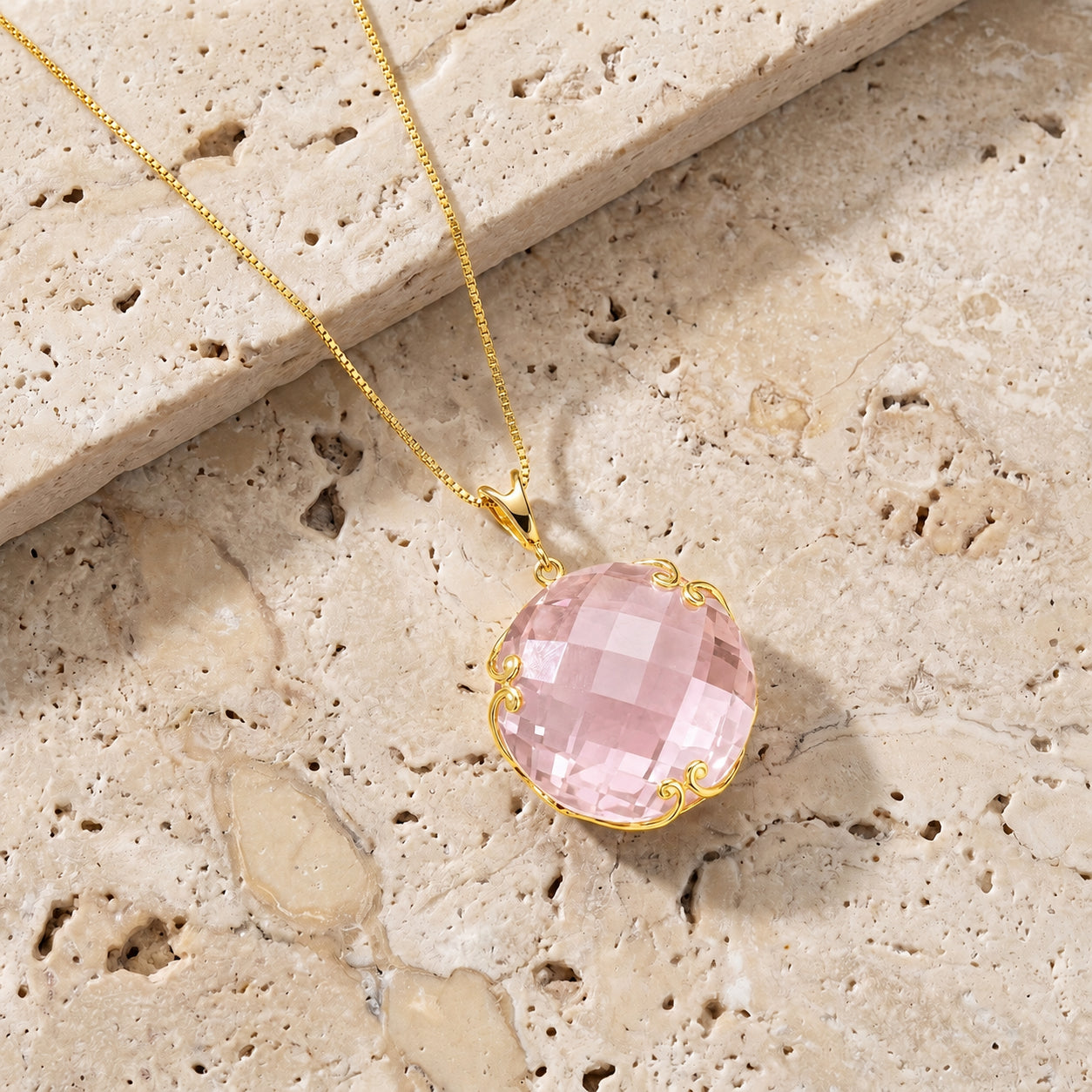 Yellow Gold Grace Pendant Necklace Sapphire 10K — Fabrizia