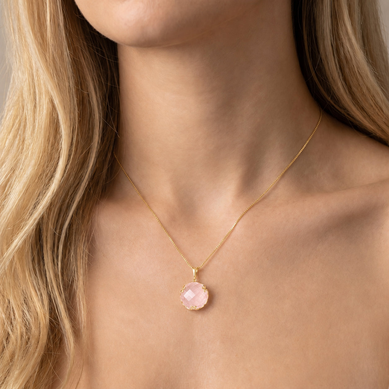 Yellow Gold Grace Pendant Necklace Sapphire 10K — Fabrizia